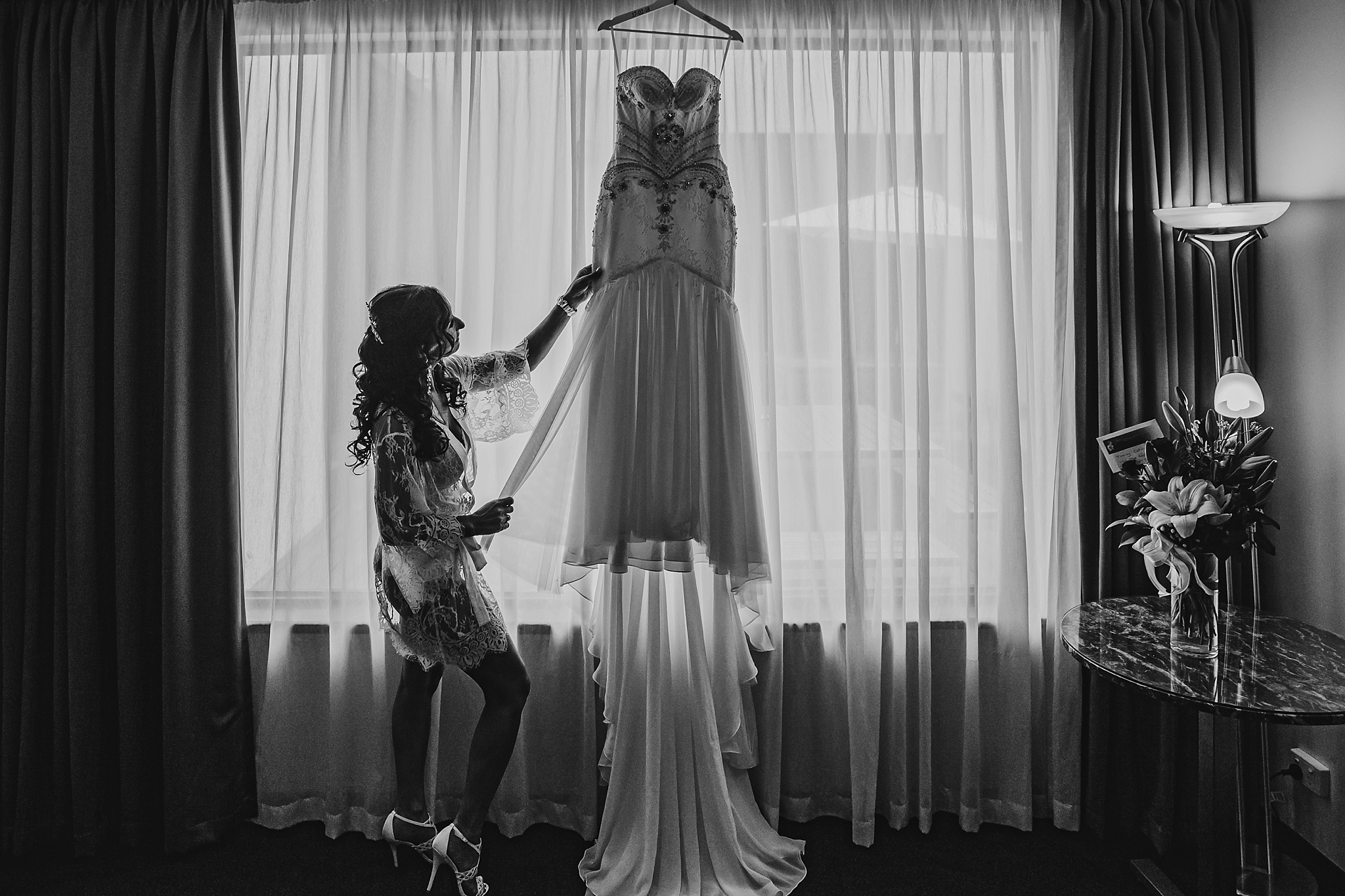bride with wedding dress at brighton savoy