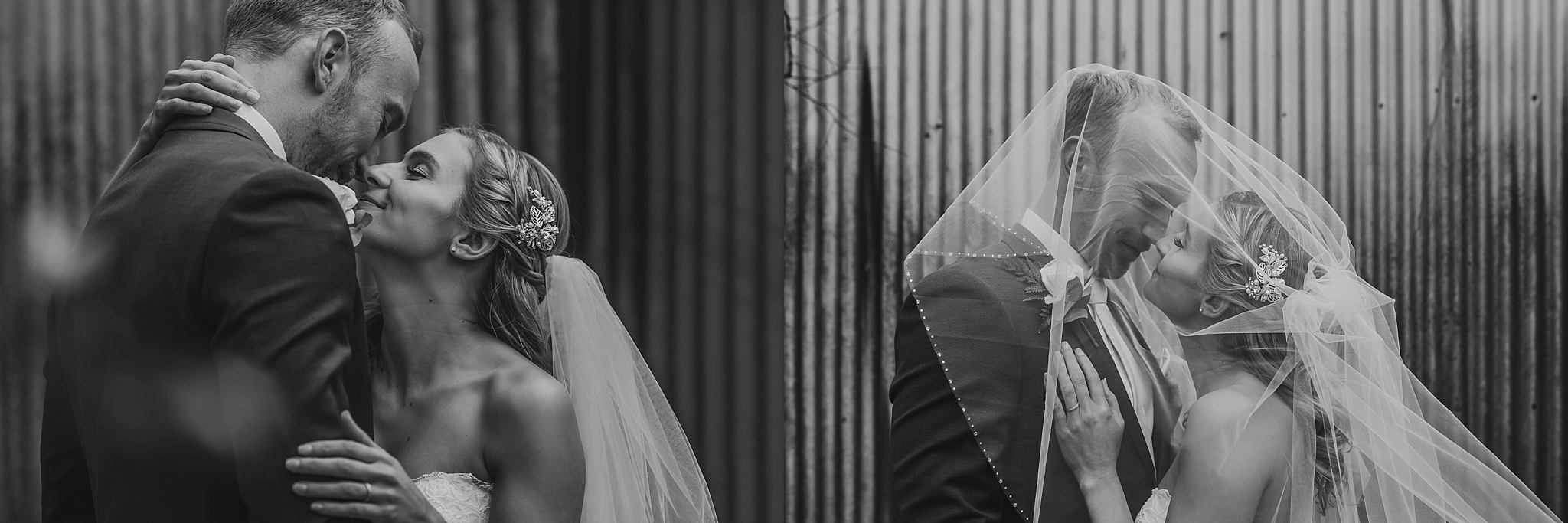 bride and groom veil shots