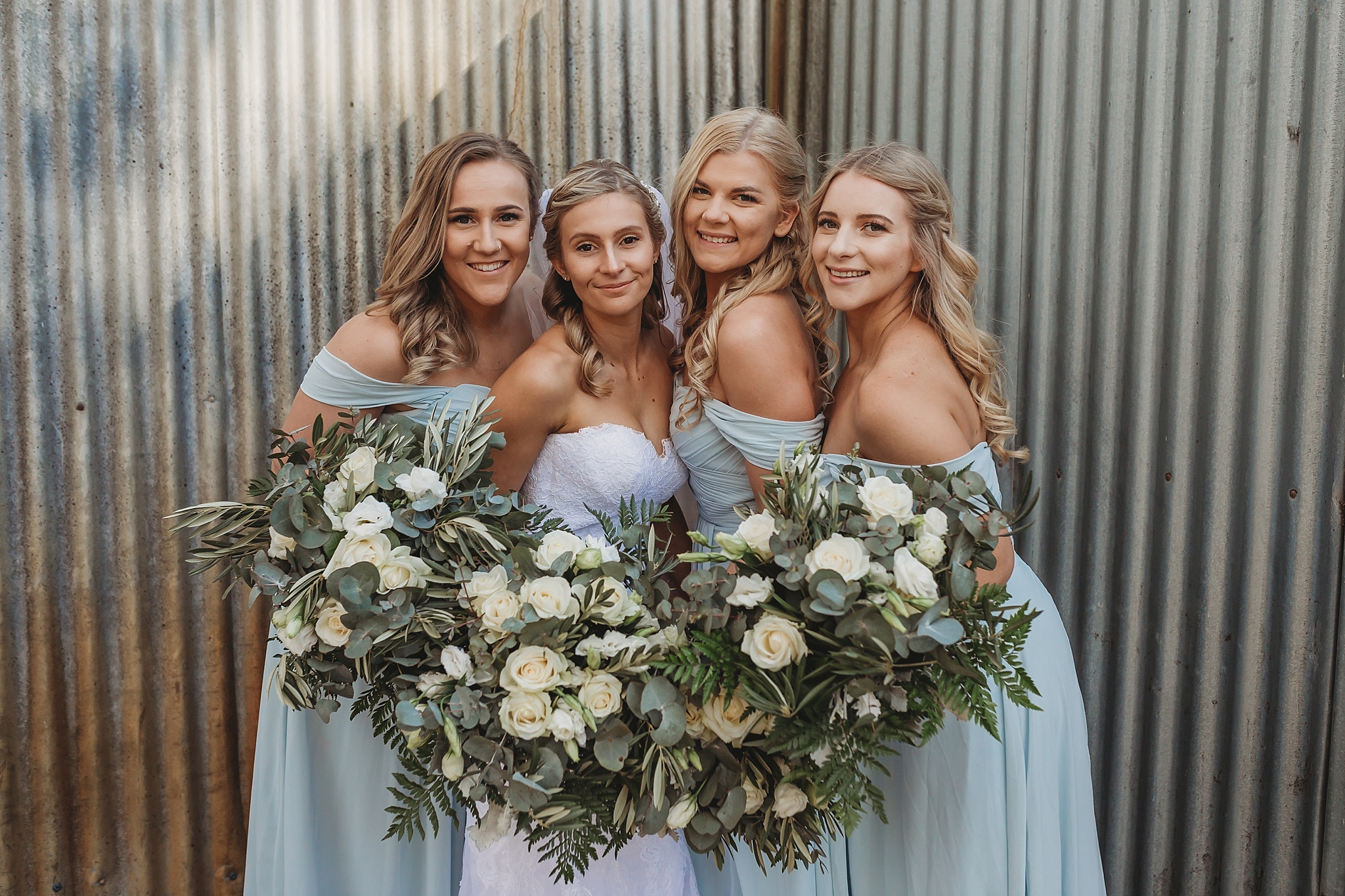 bride with bridesmaids