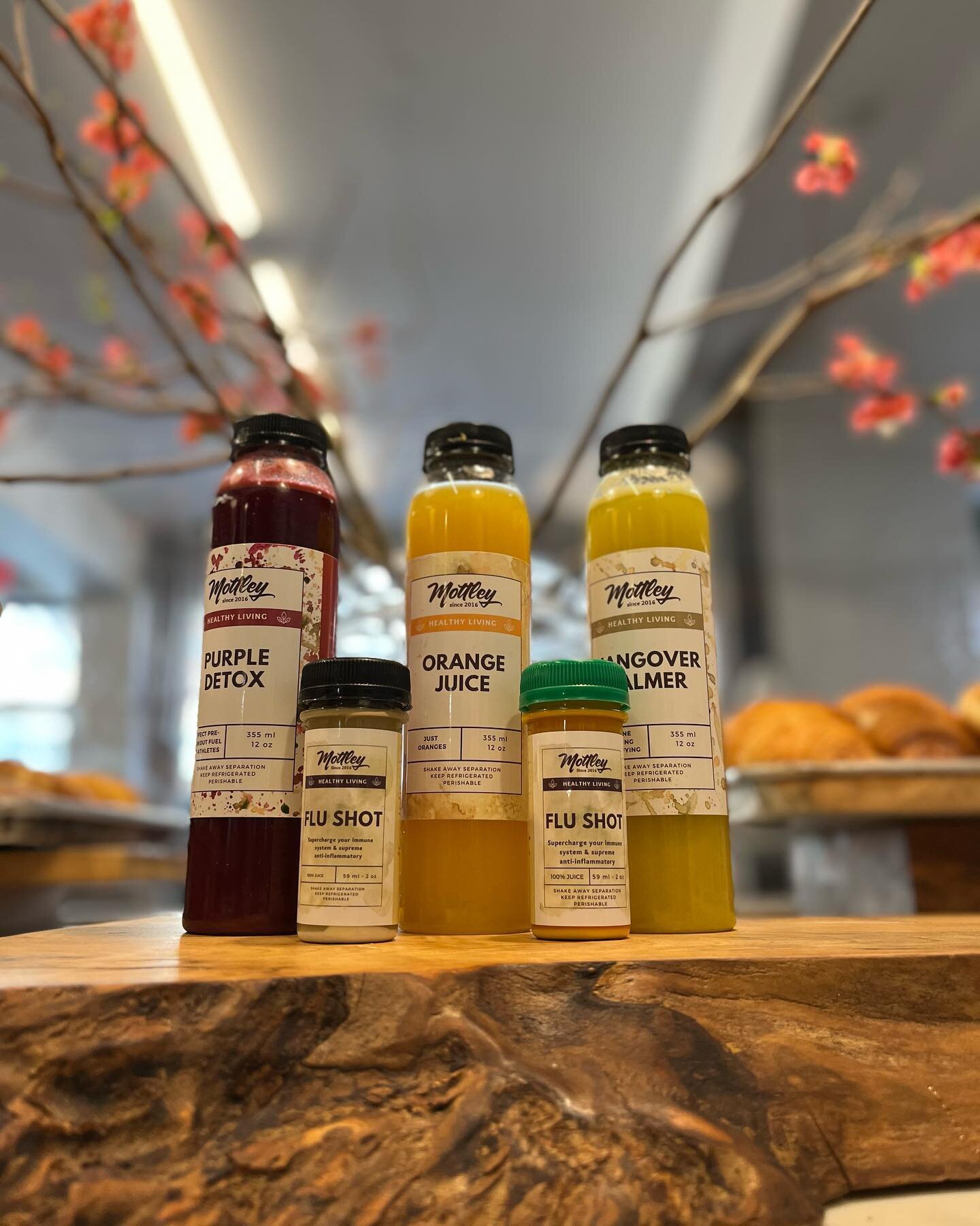 Some of our new products include our HOMEMADE, NATURAL Juices. Stay healthy with us here at Mottley💪