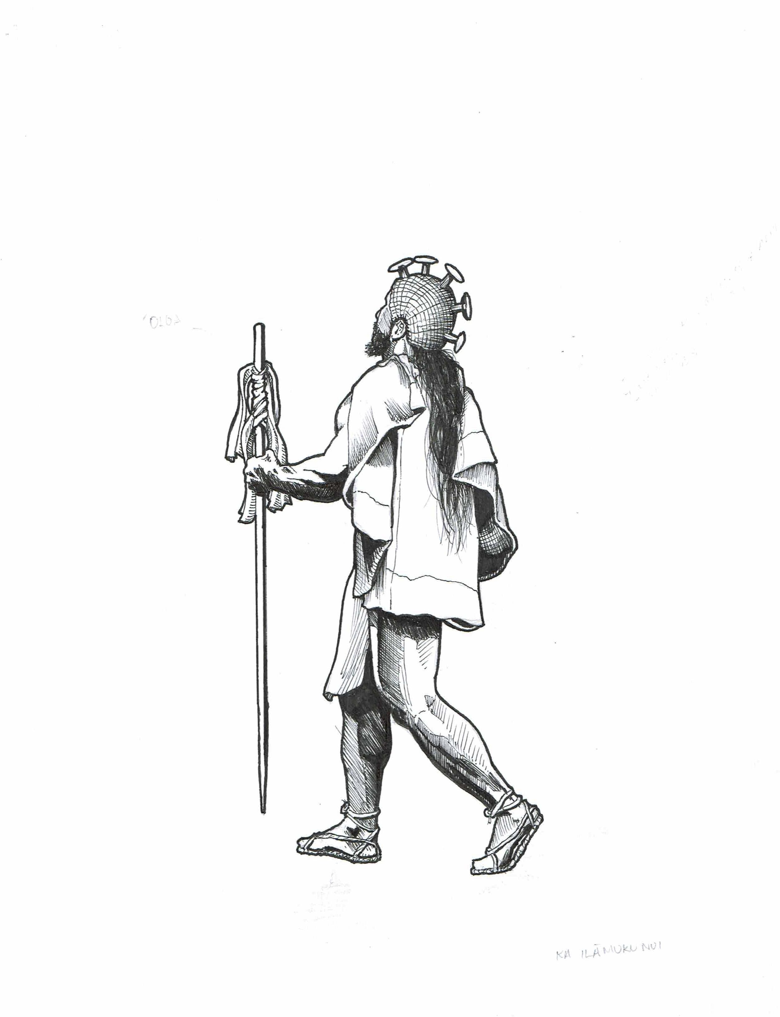 KUMU CARDS - CARD #12 : DECK 1 / KAILAMUKU PENCIL &amp; INK ILLUSTRATION