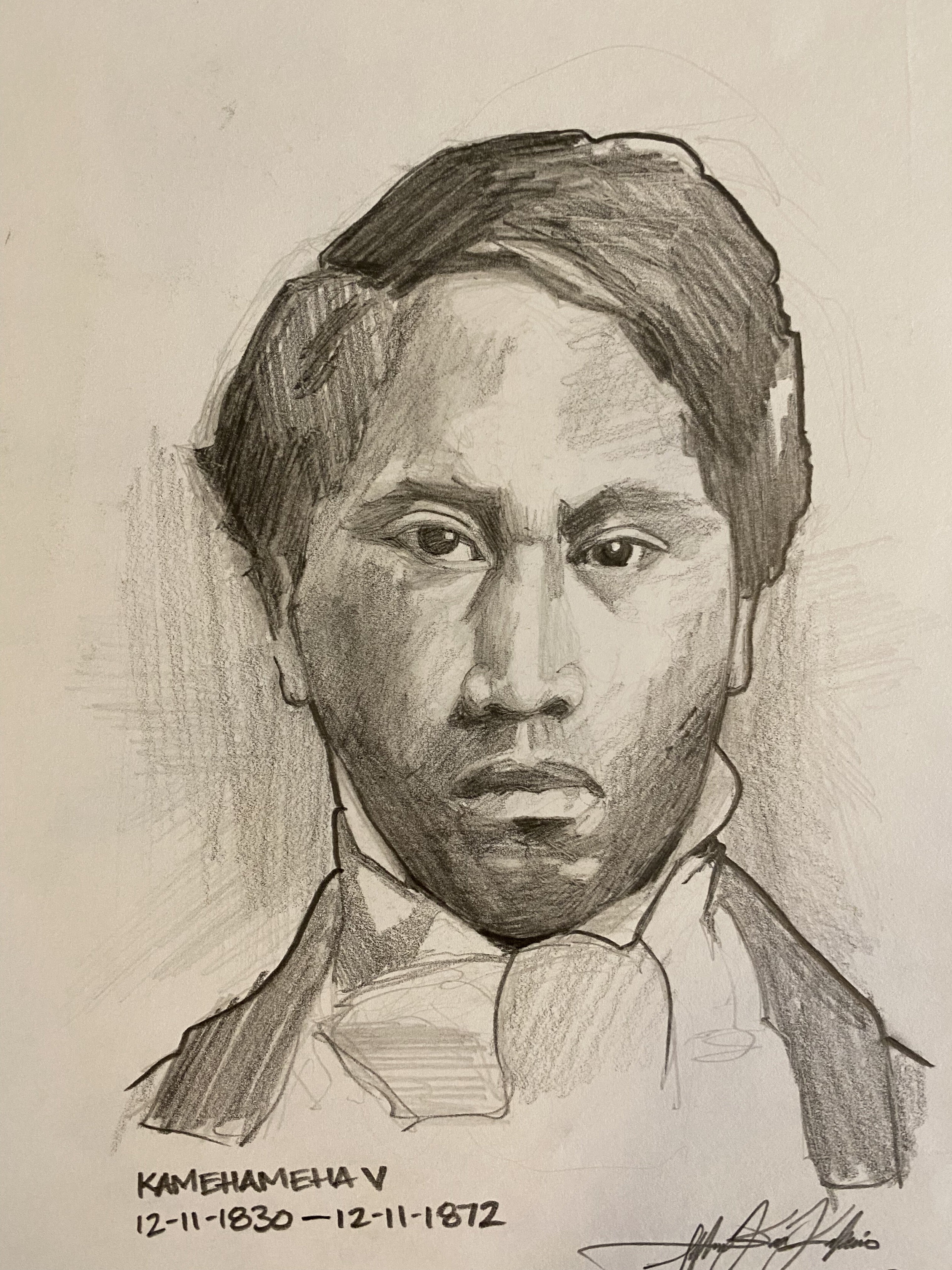 KAMEHAMEHA V GRAPHITE PENCIL SKETCH