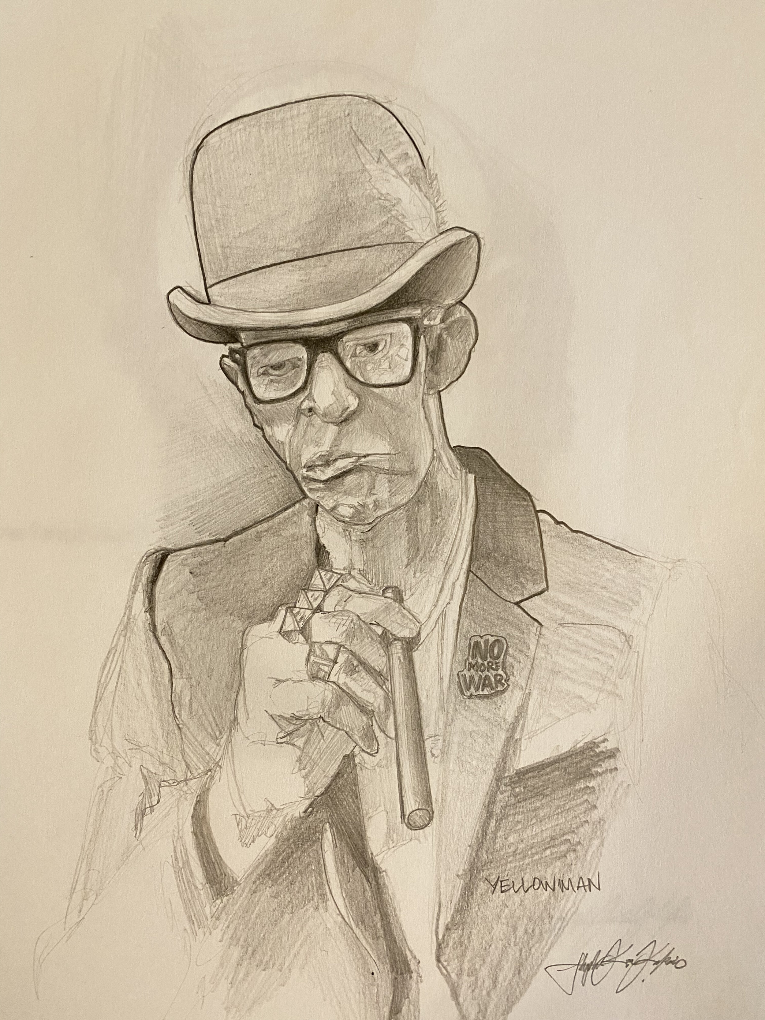 YELLOW MAN GRAPHITE PENCIL SKETCH