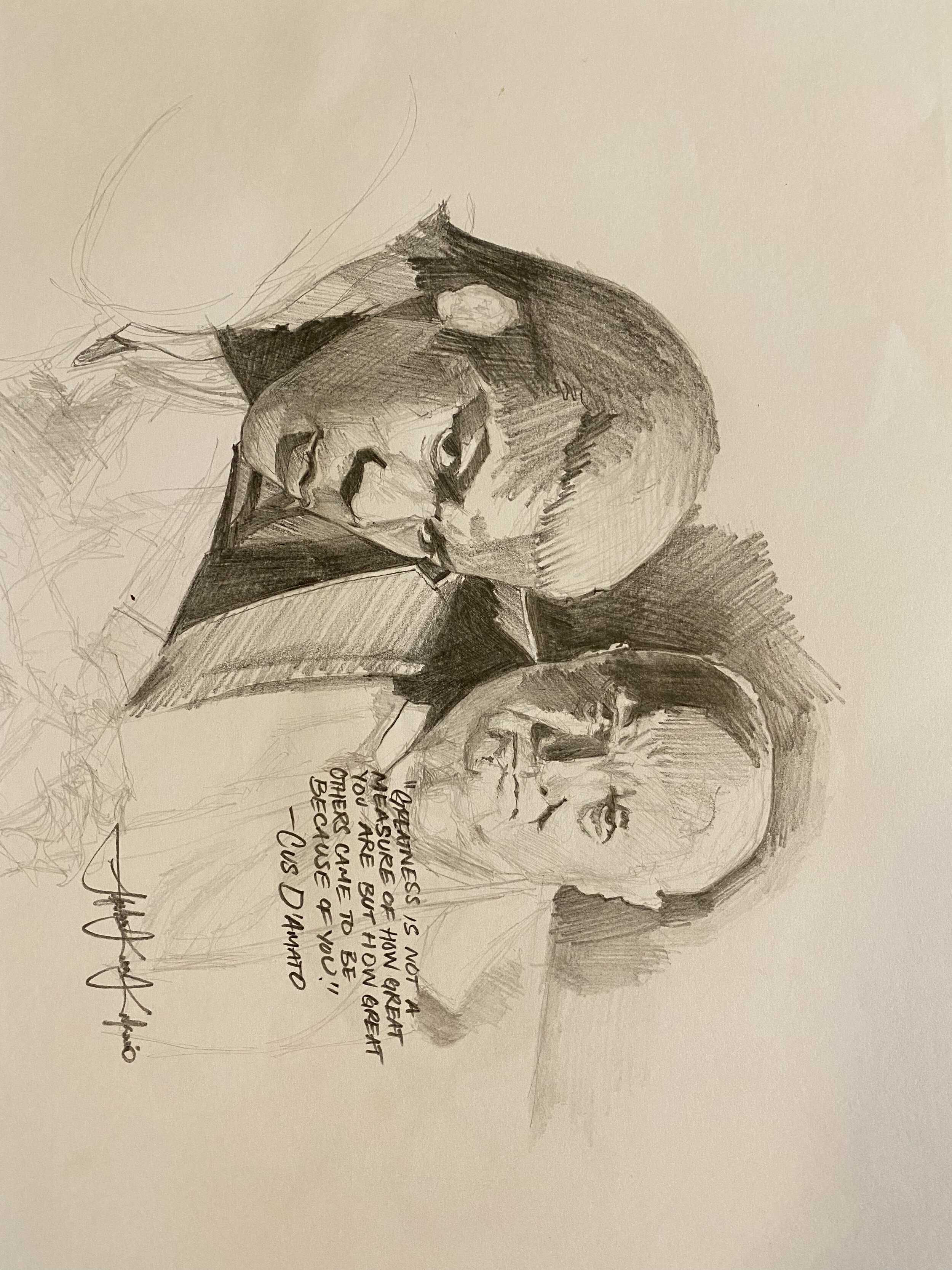 MIKE &amp; CUS GRAPHITE PENCIL SKETCH