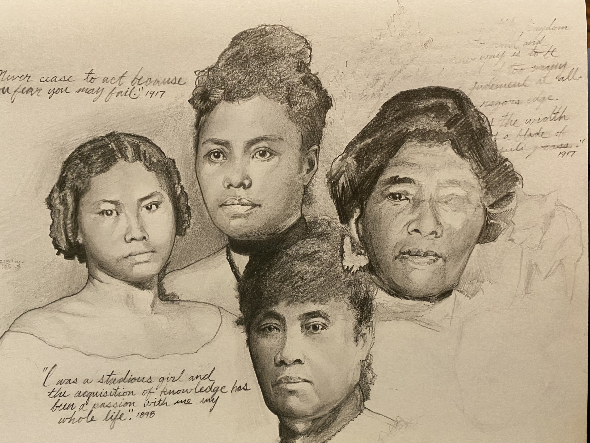 LILI'UOKALANI GRAPHITE PENCIL STUDY
