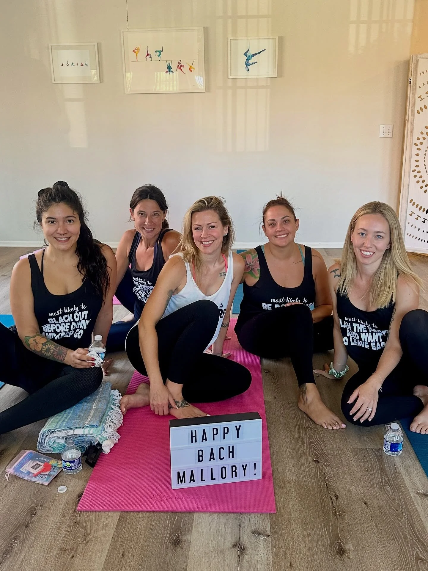 Such a dream come true to host this Bachelorette group in my HOME yoga studio! 🏡 When we decided to move to Palm Springs area, space was the goal&mdash;and we ended up in a house with an extra living room just begging to be made into a yoga sanctuar