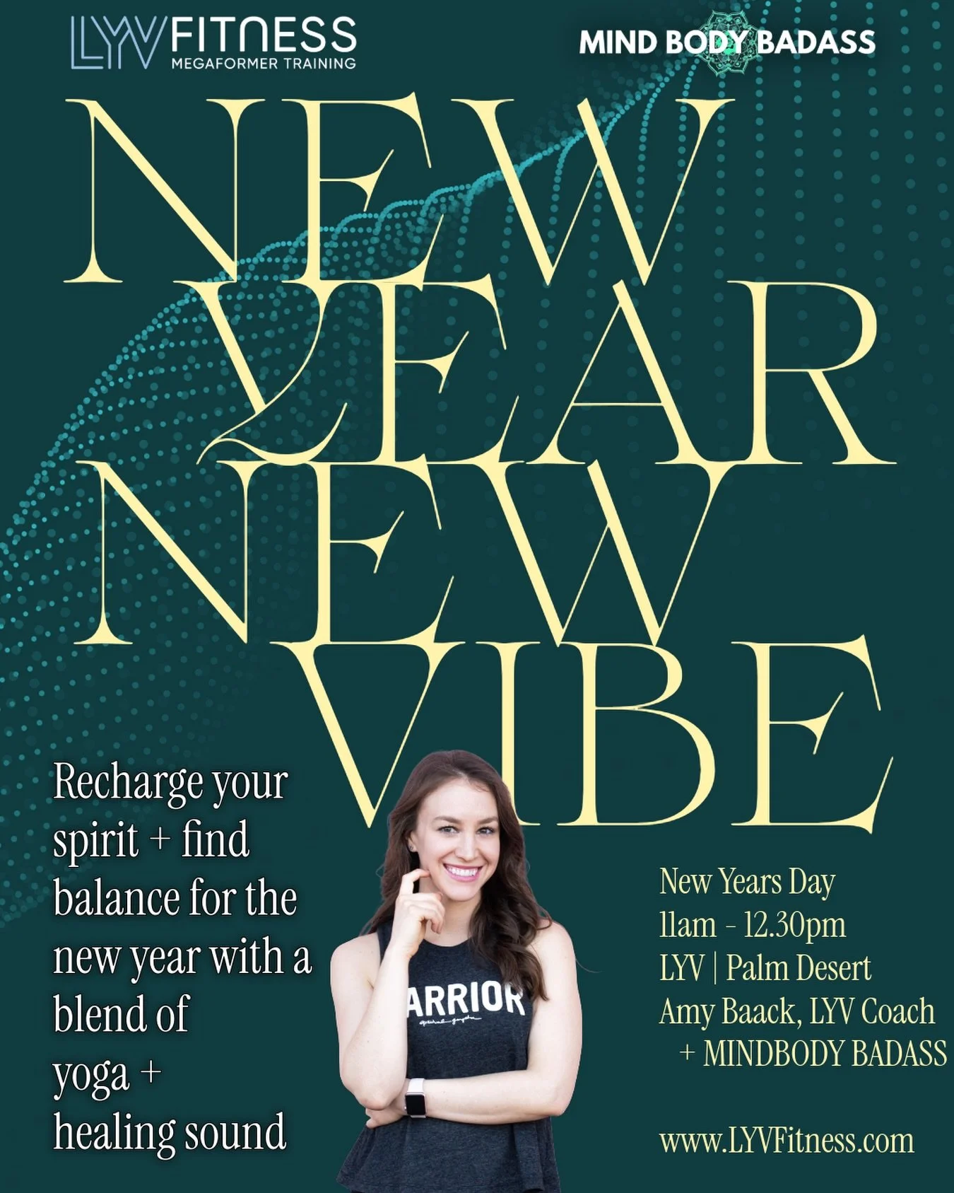 The best way to ring in the New Year in Palm Springs! I&rsquo;m leading a &ldquo;New Year New Vibe&rdquo; Gentle Yoga + Sound Healing event on Thursday January 1st at @lyvfitness.psp in Palm Desert. ✨⁣
⁣
Join me from 11:00 am-12:30 pm in LYV&rsquo;s 
