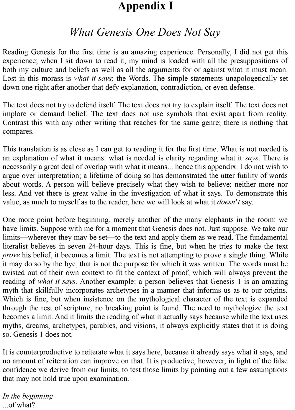 Appendix 1 — Mark Vedder