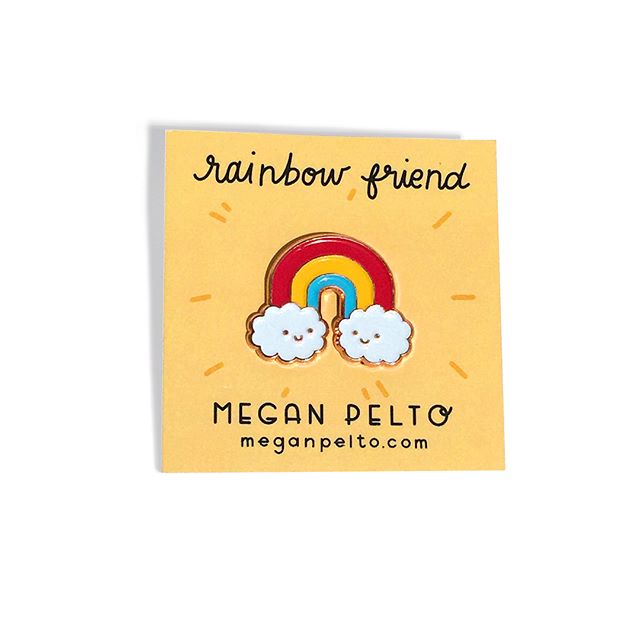 🌈☀️It's @meganpelto 😊I have some brand new rainbow and sun friends to brighten your day and your outfit 😊 Both come in black nickel &amp; copper, with an illustrated backing, and can be found at the link in my bio @meganpelto ⛅️You will also find 