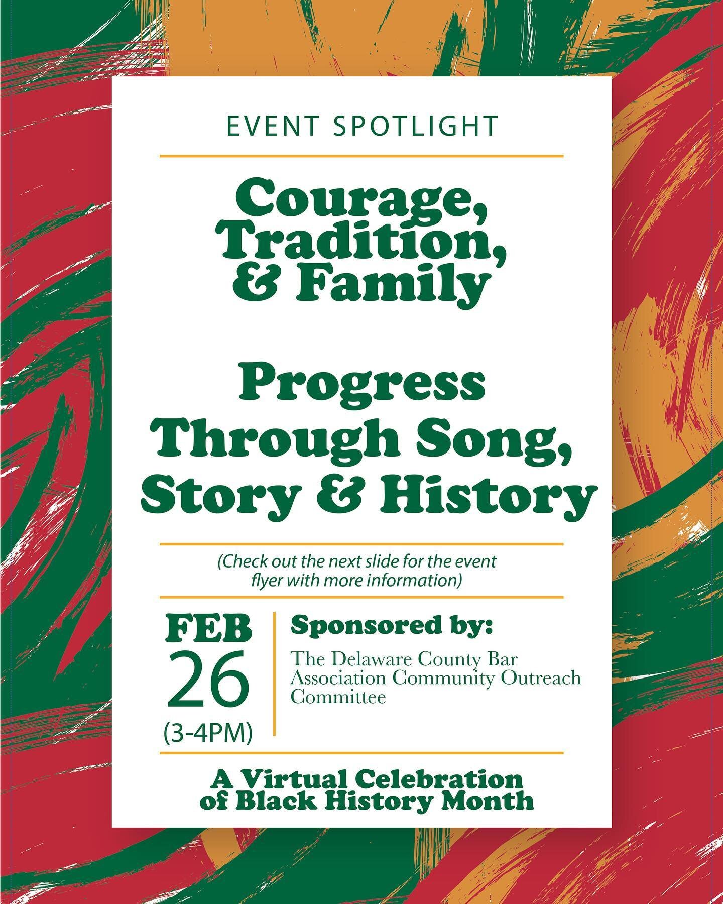 Have you registered for the Delaware County Bar Association Community Outreach Committee's virtual Celebration of Black History Month? It is happening this Friday from 3-4pm, and you must register to attend (see the link in our bio). ⁣
⁣
In Celebrati