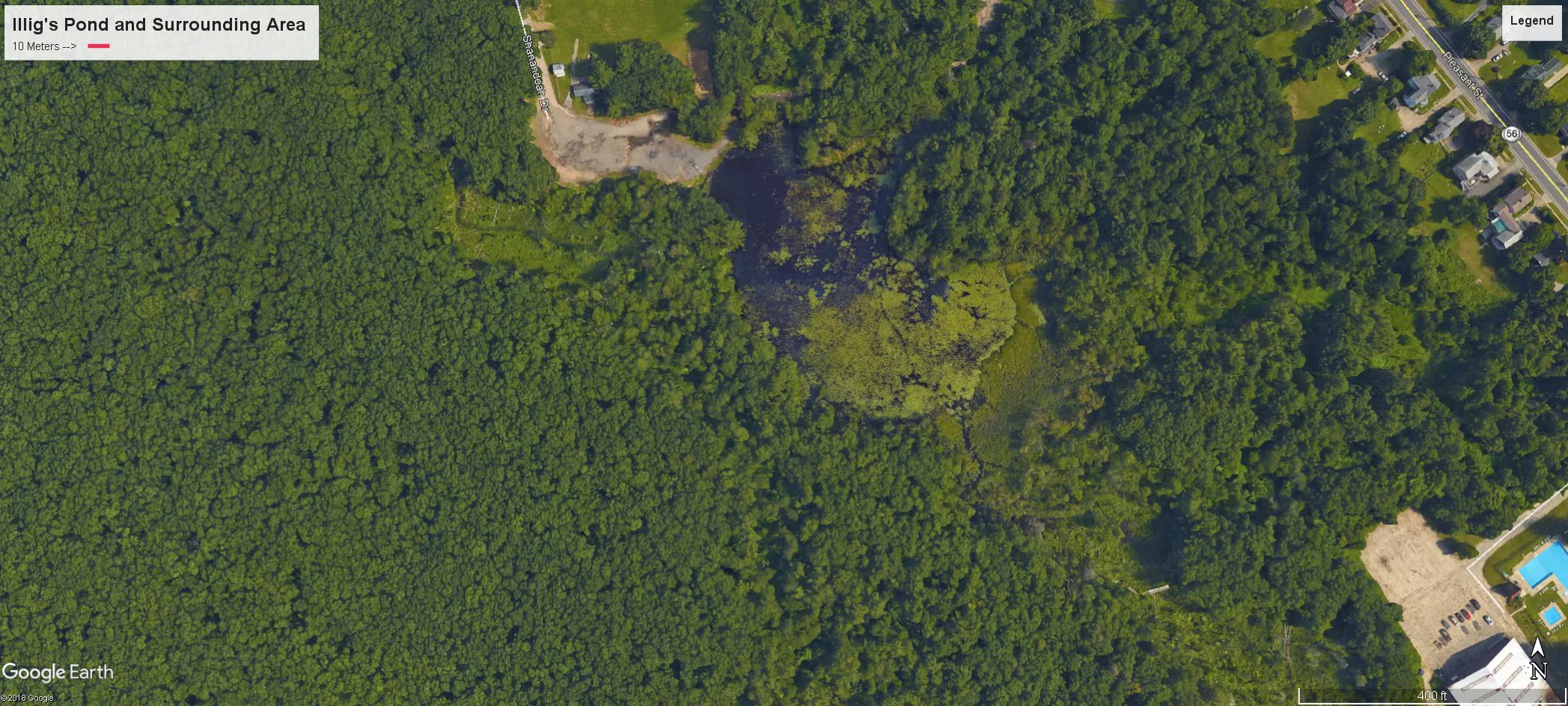 Illig's Pond and surrounding area. Click here for a full size image.