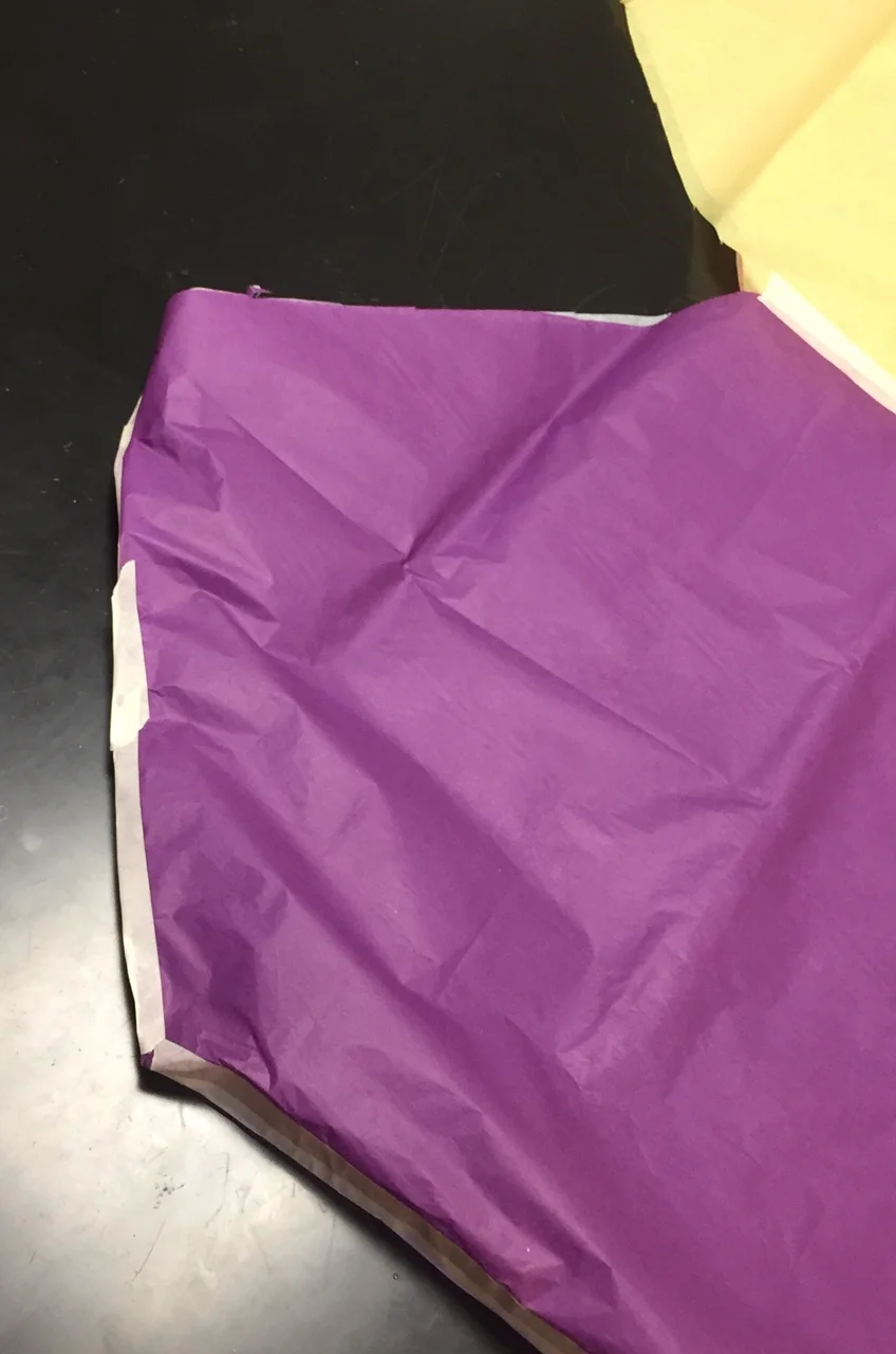 Now start taping the top edges together (the ones that come to a point at the fold you made in step one).
