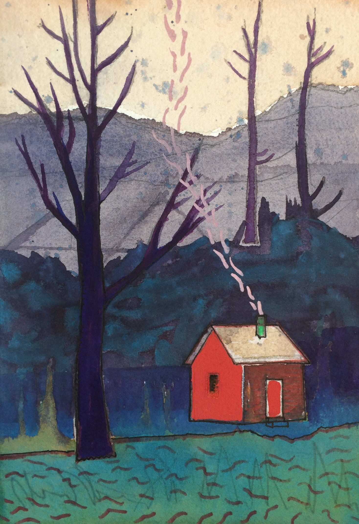 Red House Purple Trees 