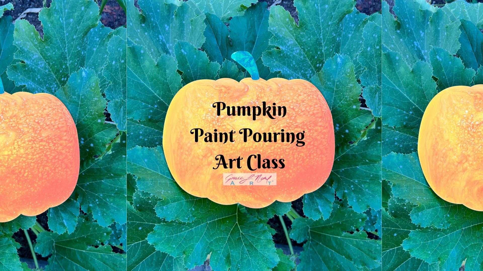 Pumpkin Paint Pouring Art Class | Grace Noel Art