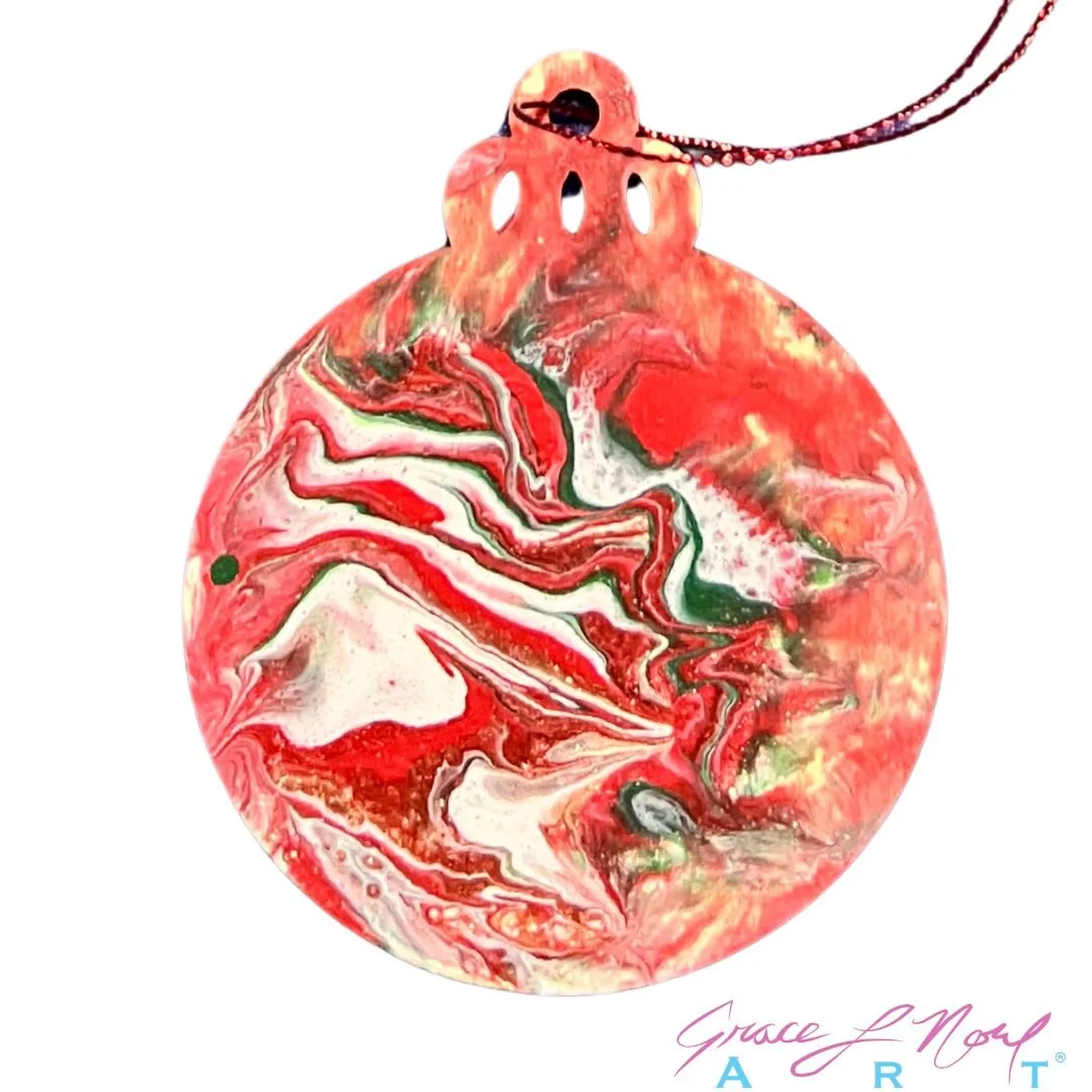 Paint Pour Ornament Art Class | Grace Noel Art