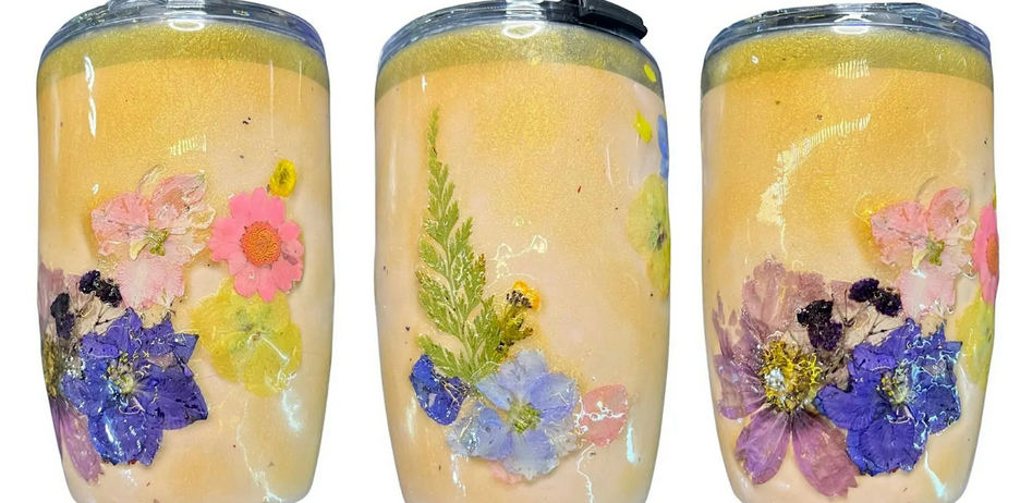 Resin Tumbler with Flowers Art Class | Grace Noel Art
