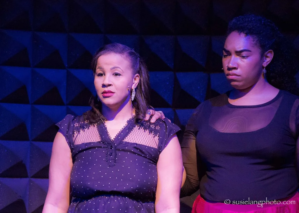 Anya Pearson (Perseverance) and Aleca Piper (Missing You) in the Joe’s Pub showcase production (2018). Photo: Susie Lang.