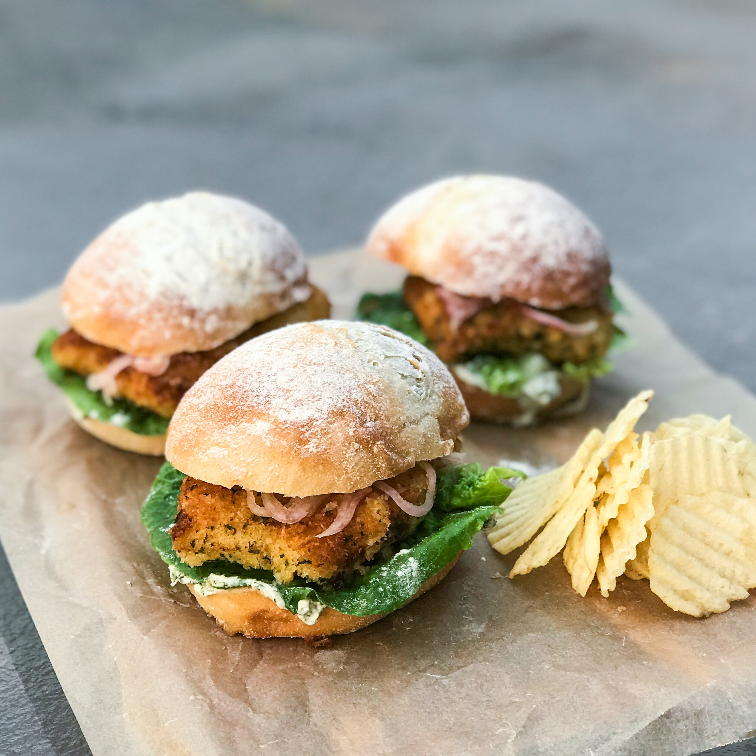 Snapper Burger with Yoghurt Tartare
