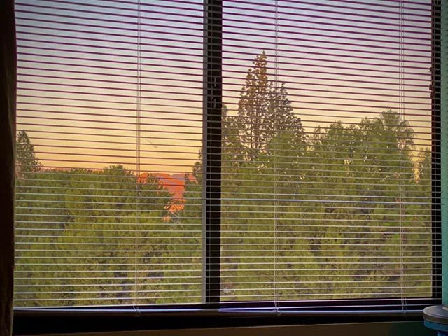 Mountains in the distance from a hospital