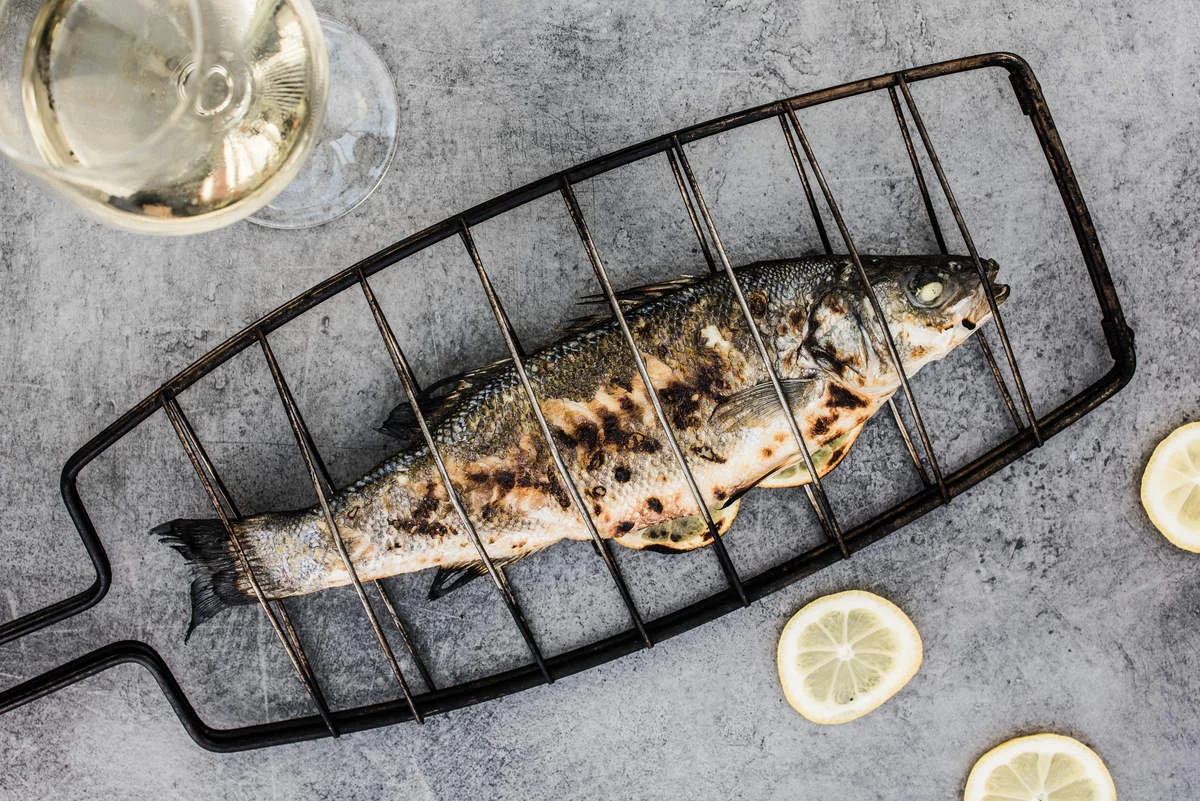 Sea bass on the grill
