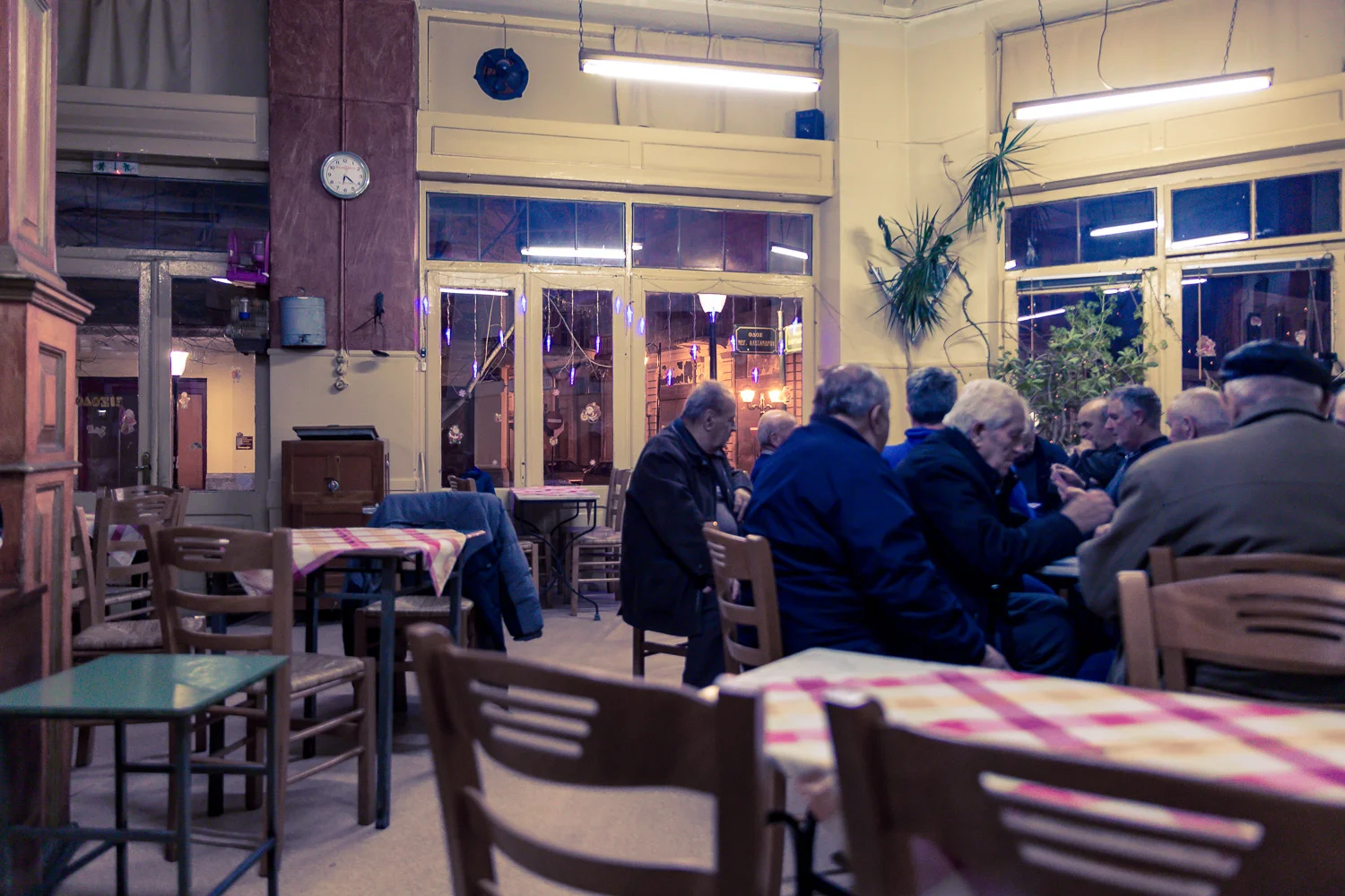 Playing cards at a traditional coffee shop in Florina