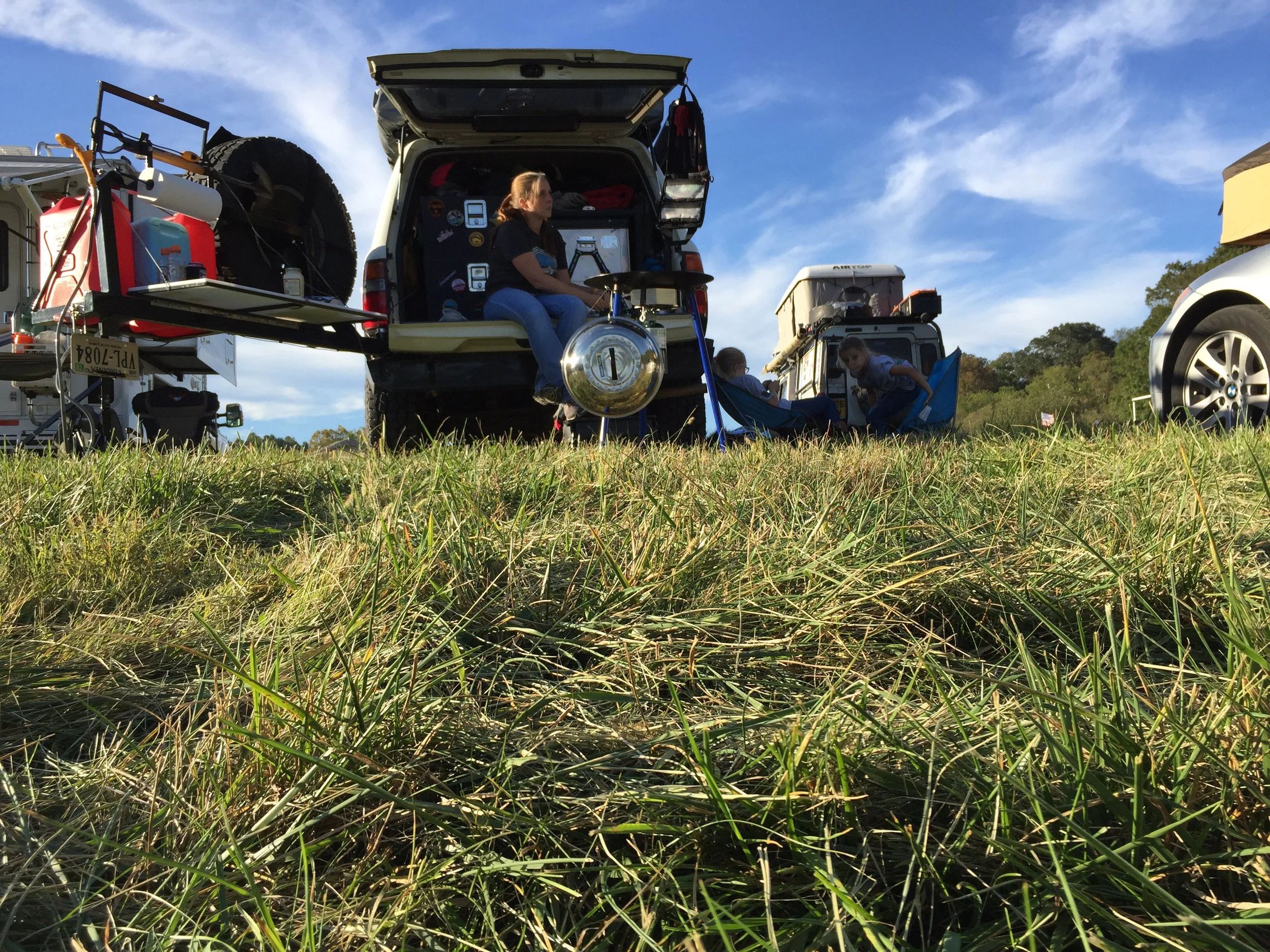 Hanging out in the field after some lunch at Overland Expo East 2017