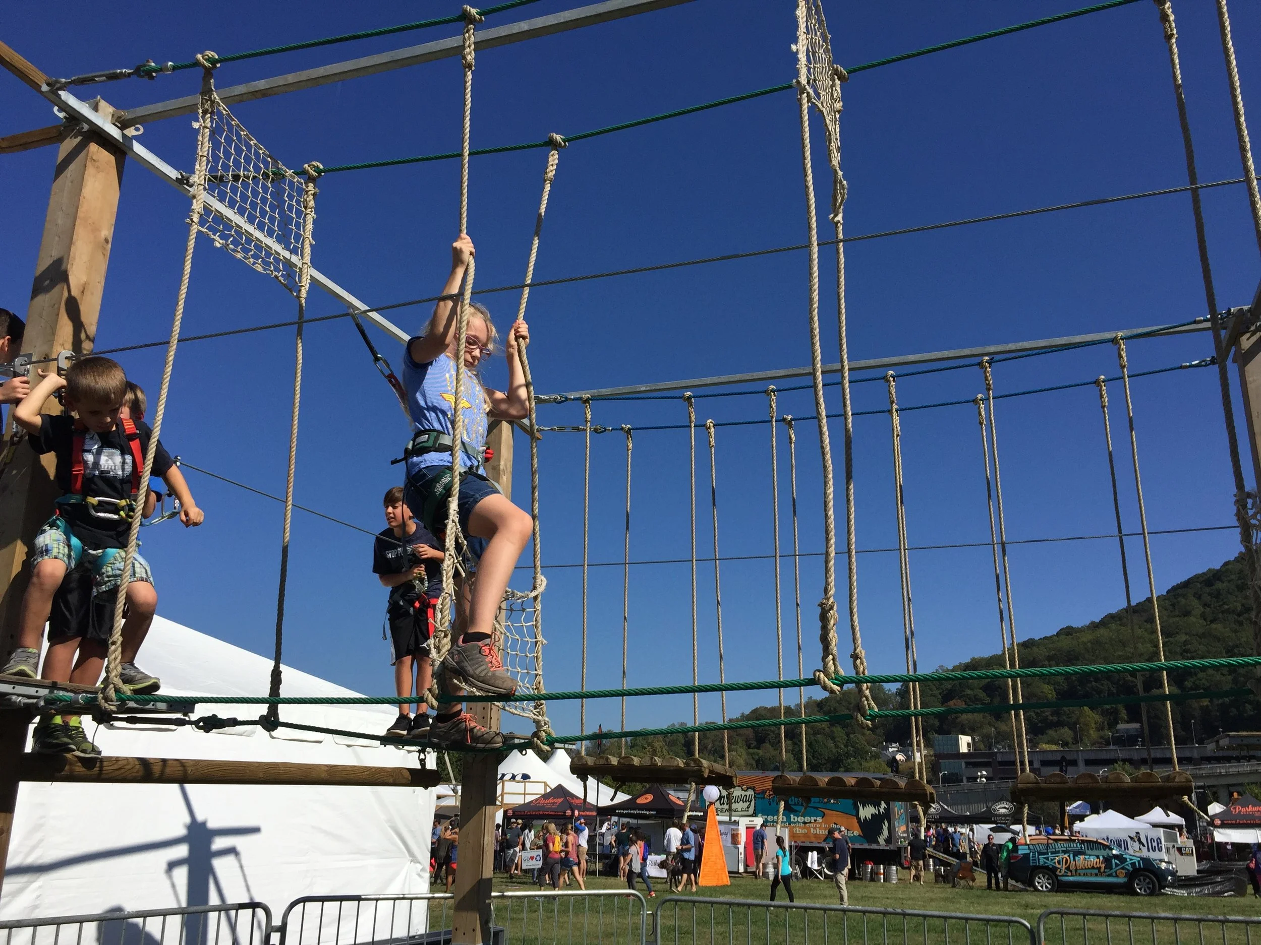 Hadley on the Rope Challenge Course at the 2017 Roanoke Go Outside Festival