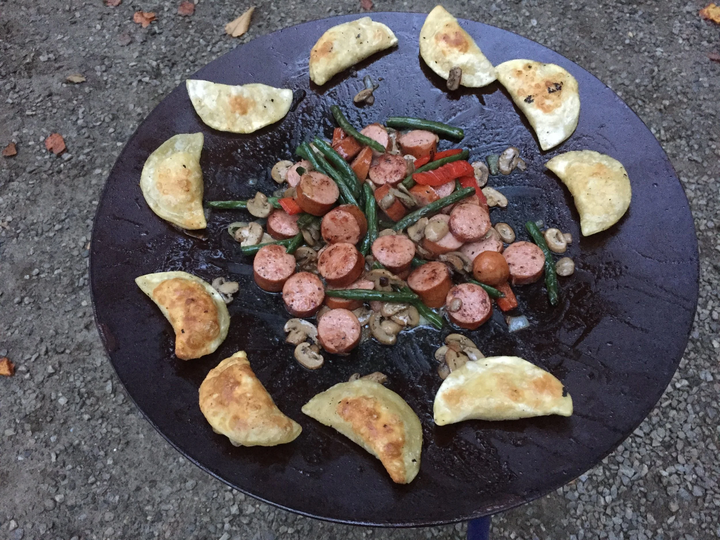 Kielbasa, Asparagus and Pierogies