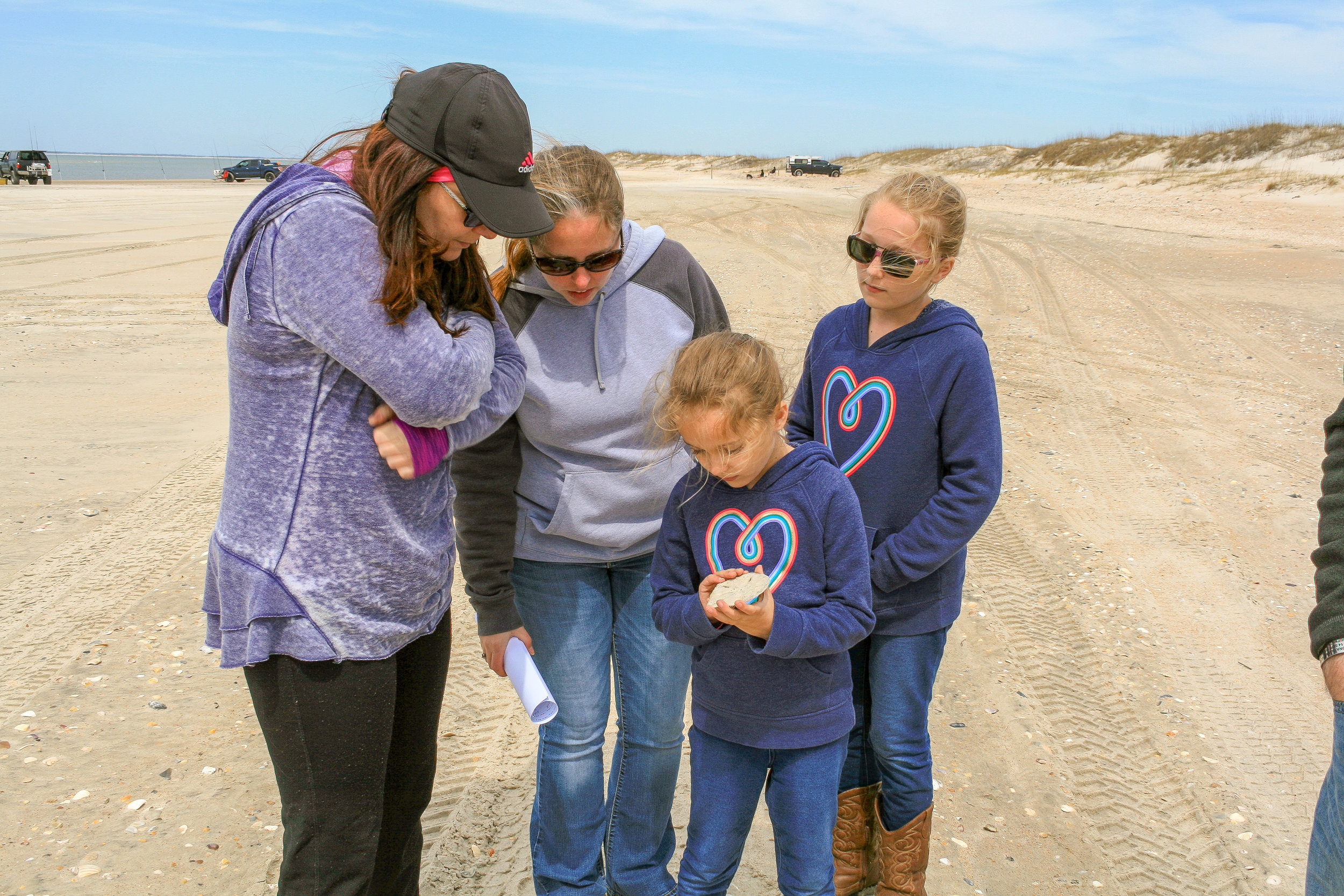  The girls were lucky enough to find a Sand Dollar intact 