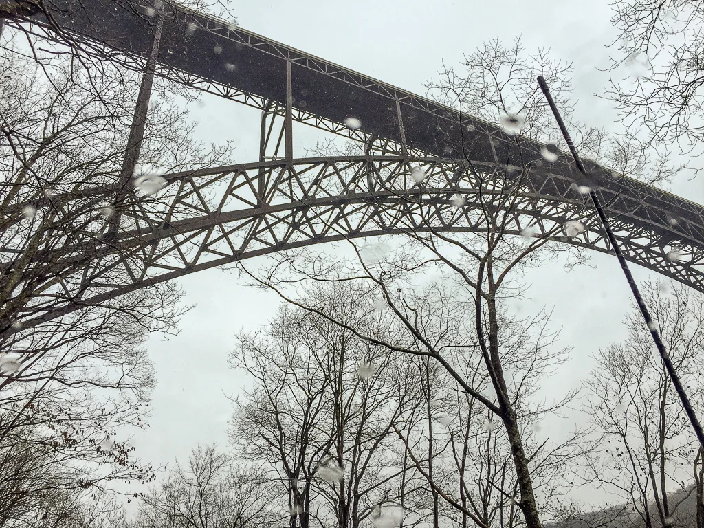 The view of the New River Gorge Bridge from below