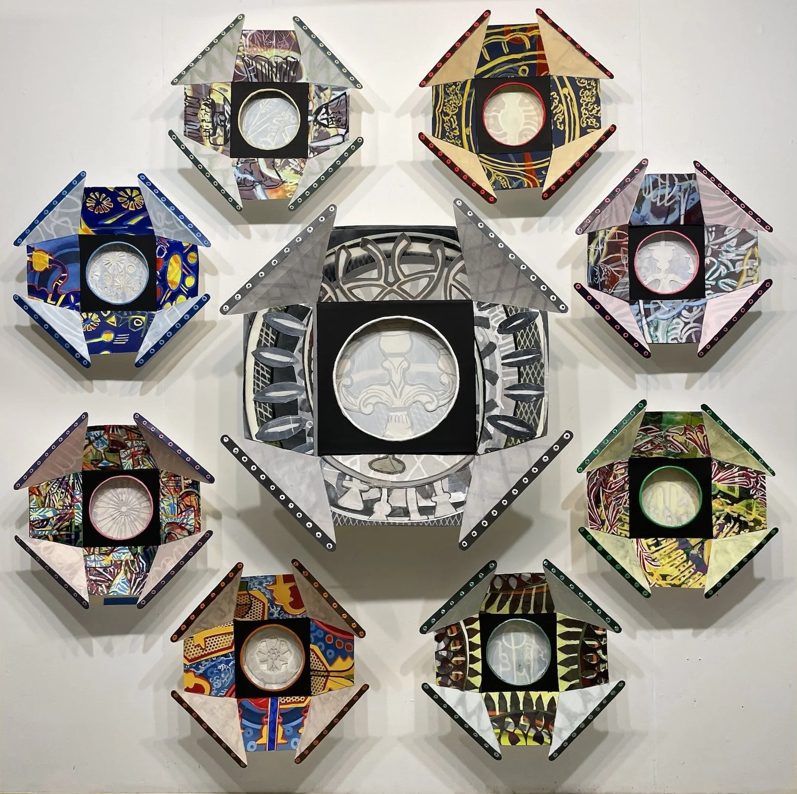 acrylic, marker, pastel on paper, 70x70 inches, 2026