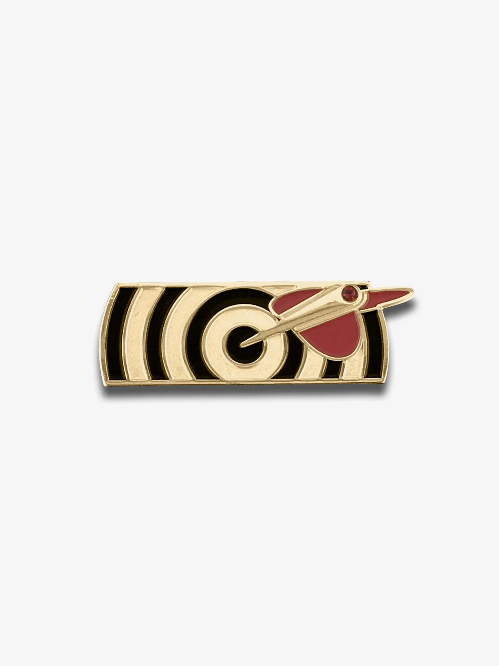 Gold plate lapel pin with enamel and synthetic stone