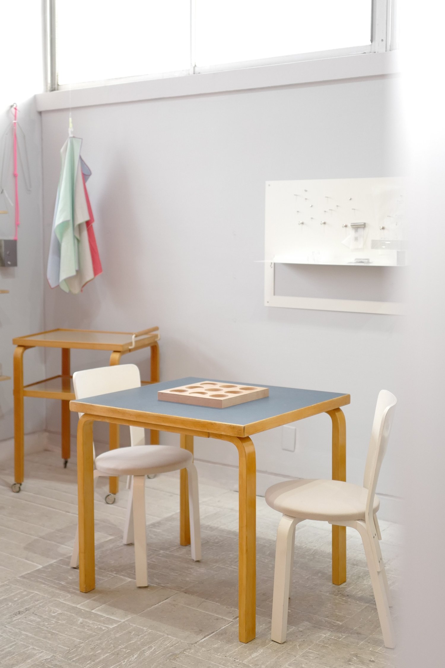 alvar aalto table square blue linoleum top 60's — Ph.D.