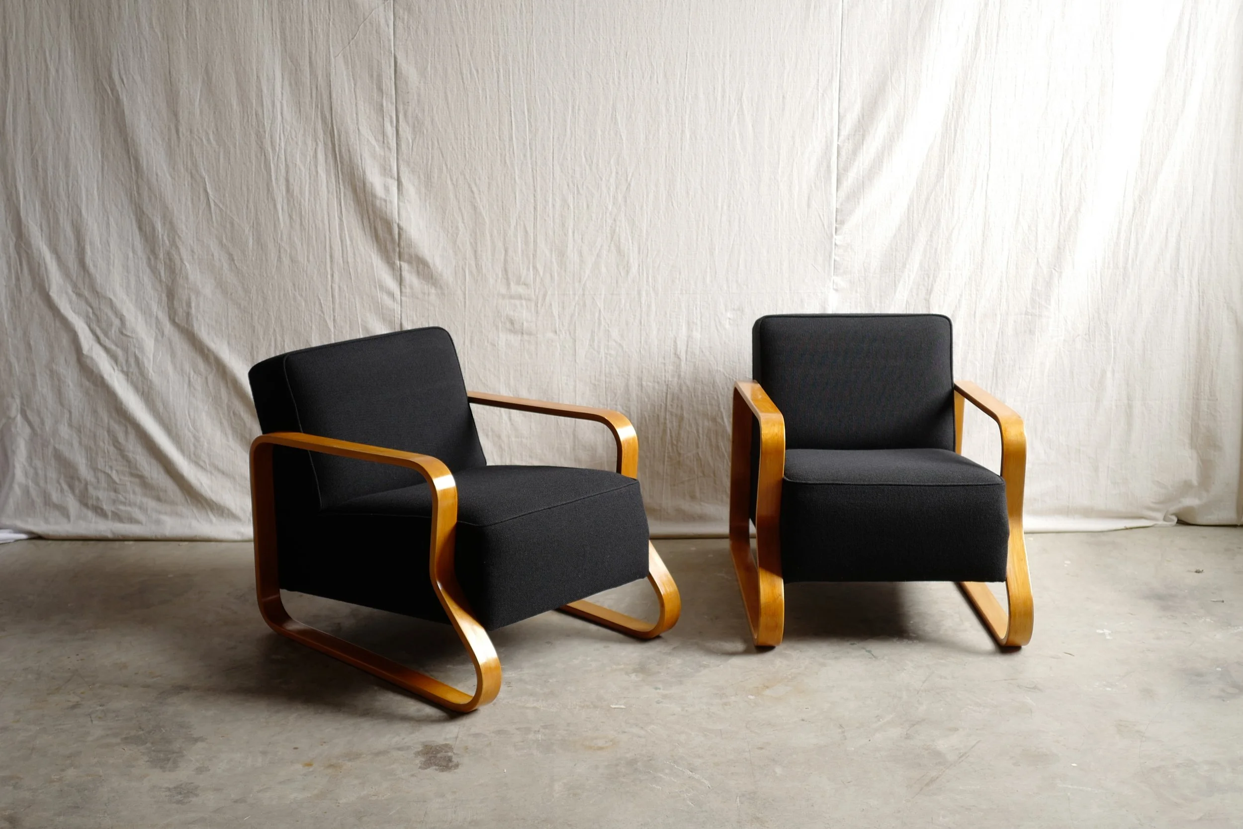 PAIR OF ARMCHAIRS, MODEL NO. 44 (padded paimio)