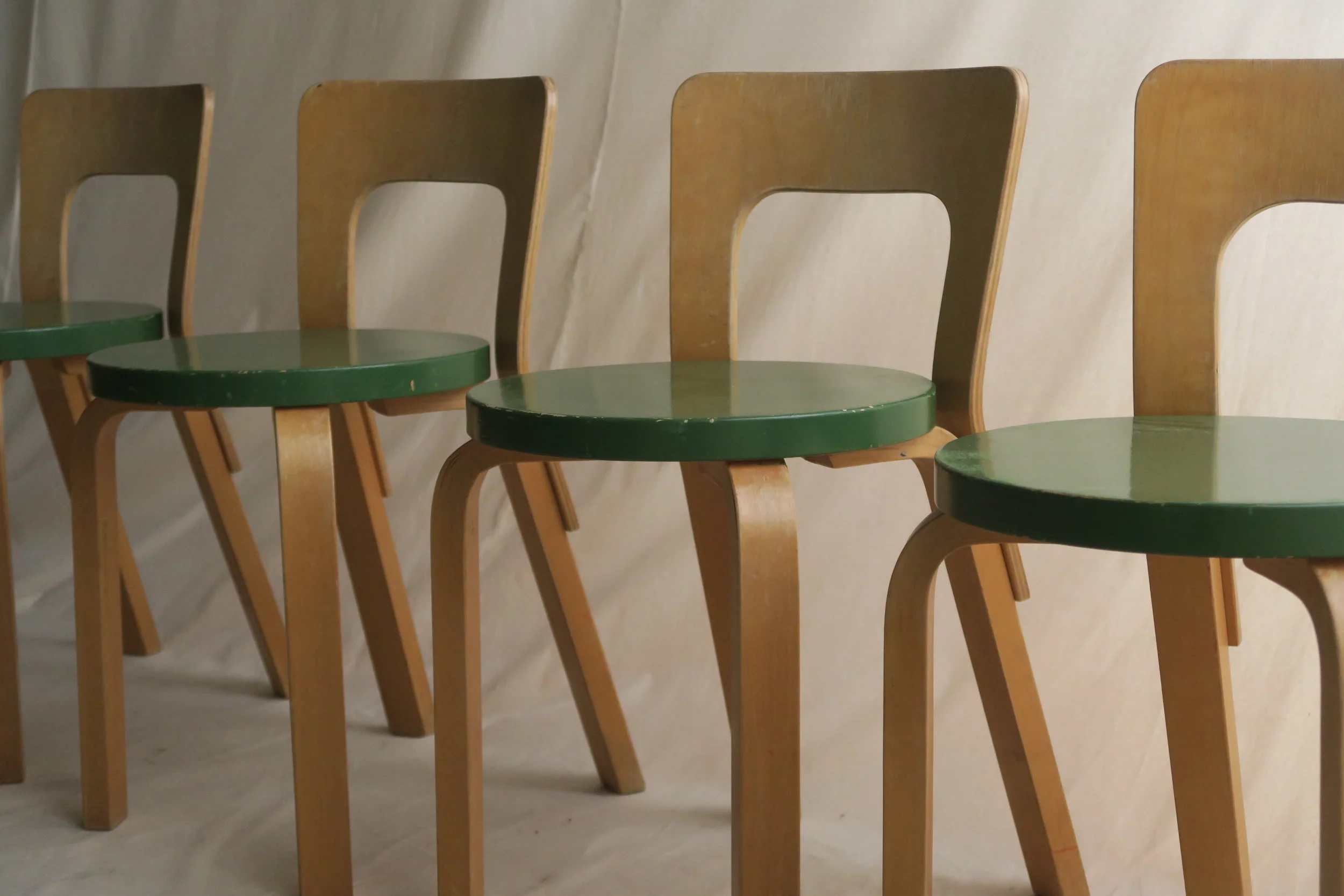 alvar aalto 1950's chair65 painted green