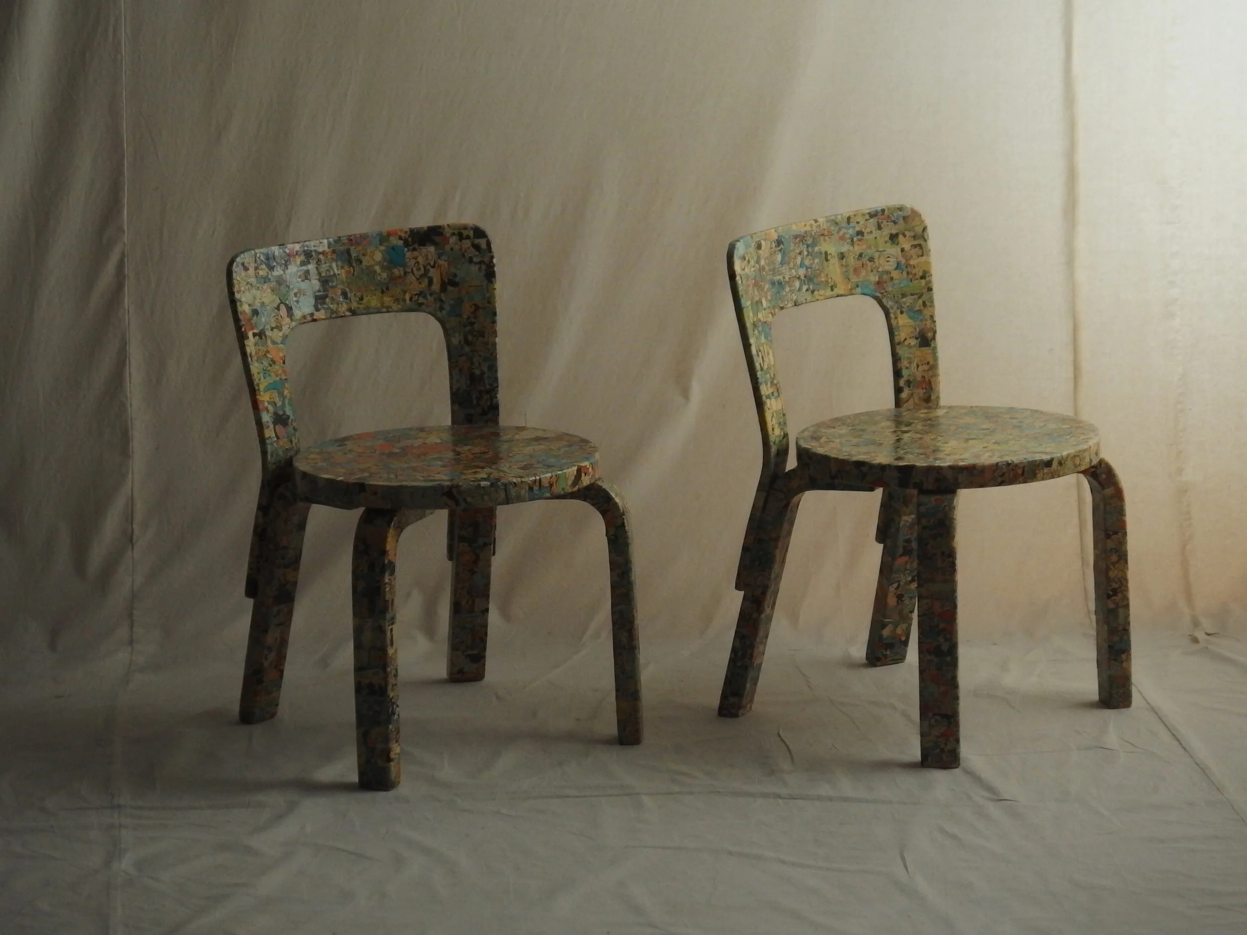alvar aalto chair65 collaged Mickey and Friends