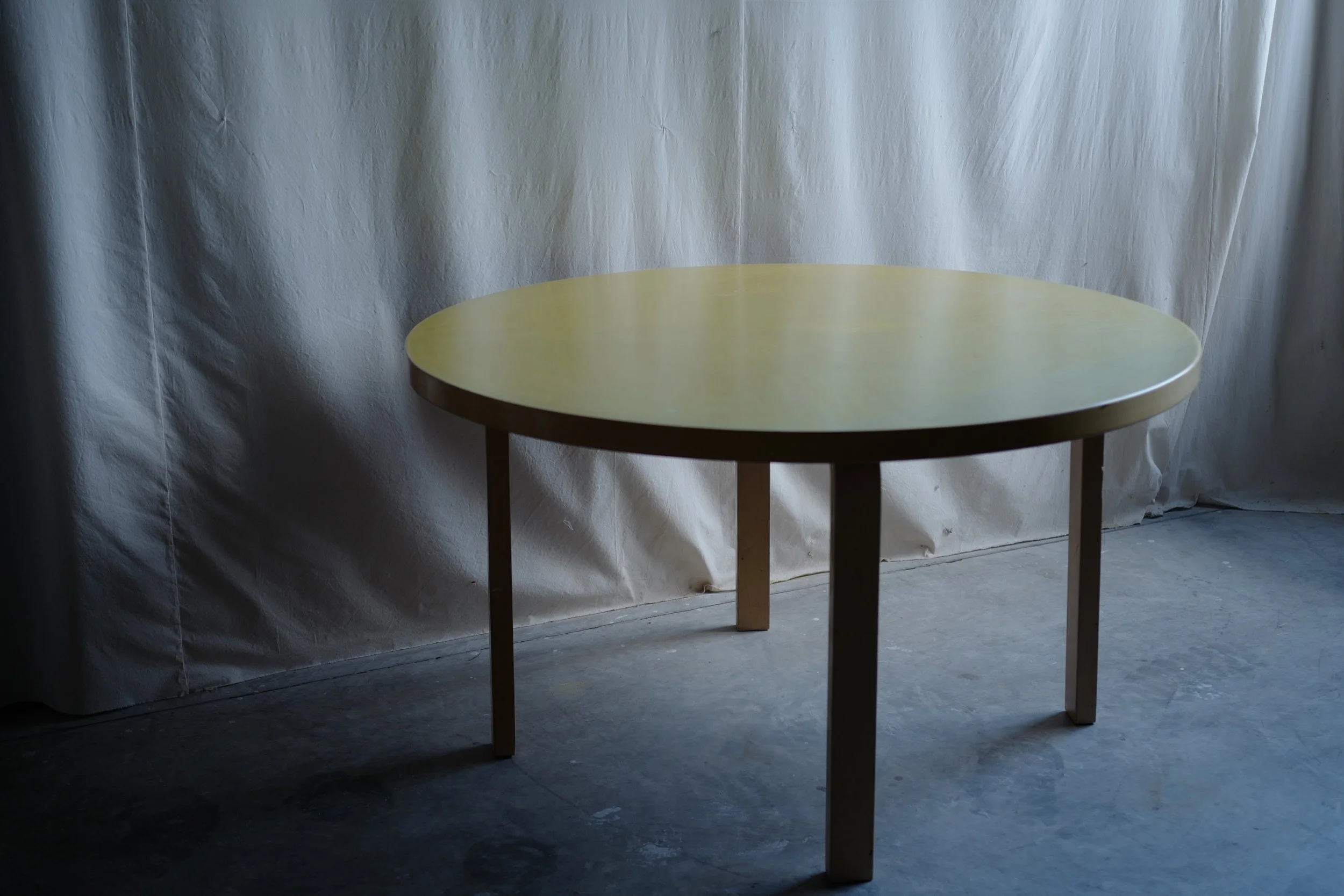 alvar aalto 60's 91 table yellow linoleum top