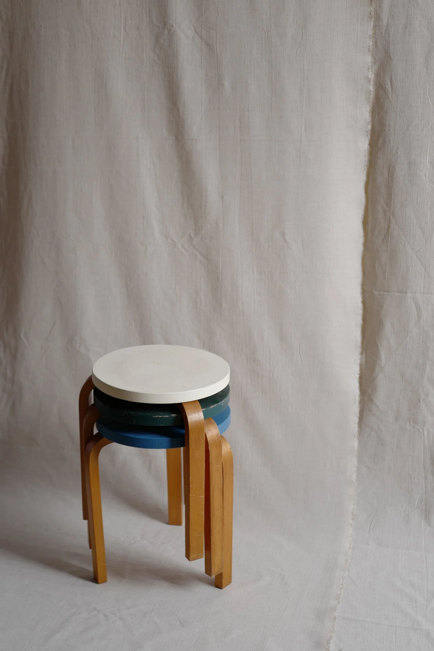 alvar aalto stool60 50's painted white, light blue — Ph.D.
