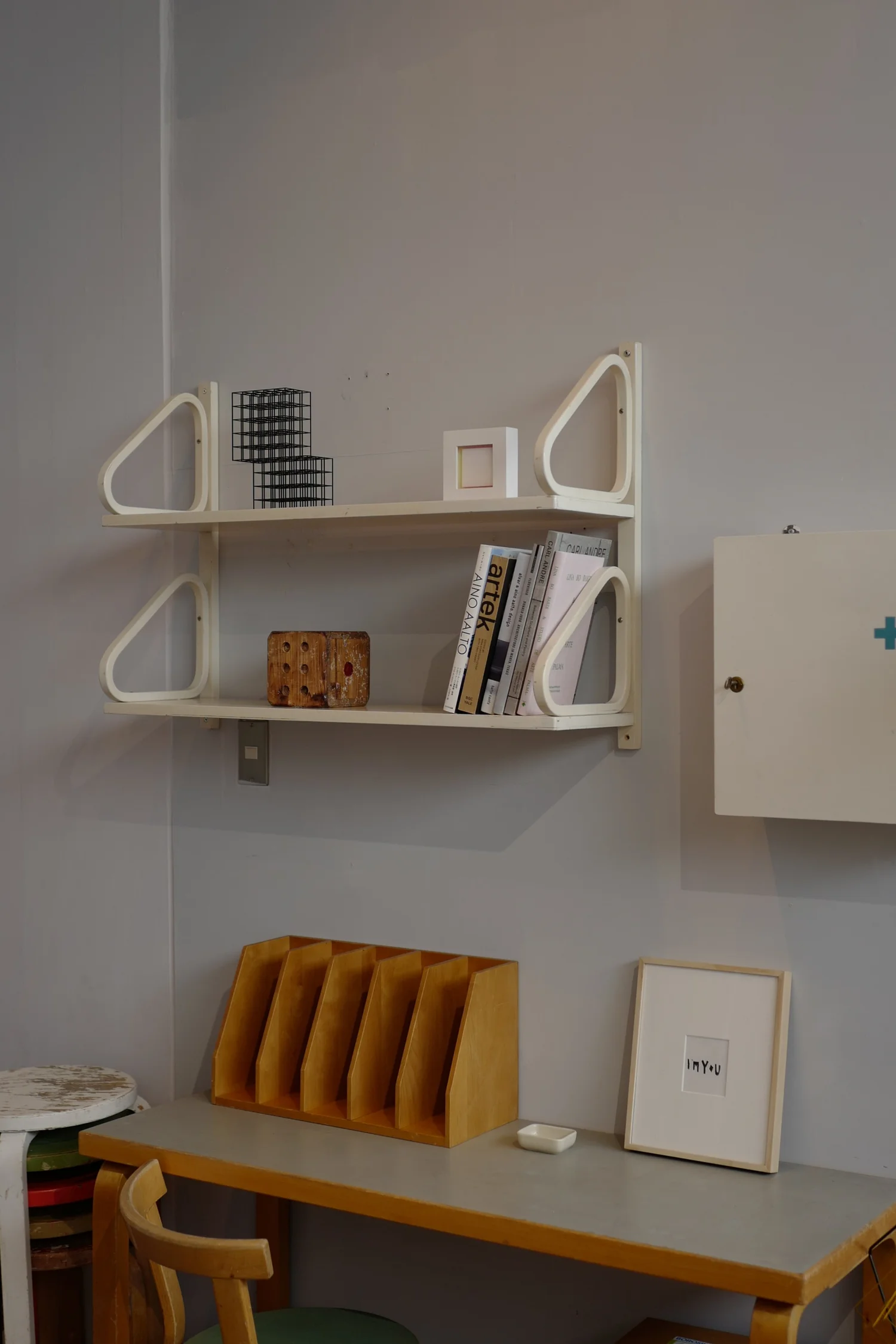 1950's alvar aalto 112b double shelf white painted — Ph.D.