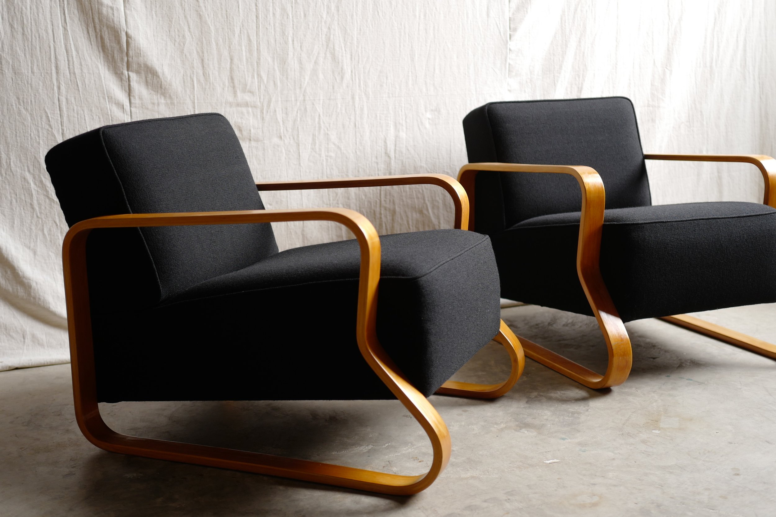 PAIR OF ARMCHAIRS, MODEL NO. 44 (padded paimio)