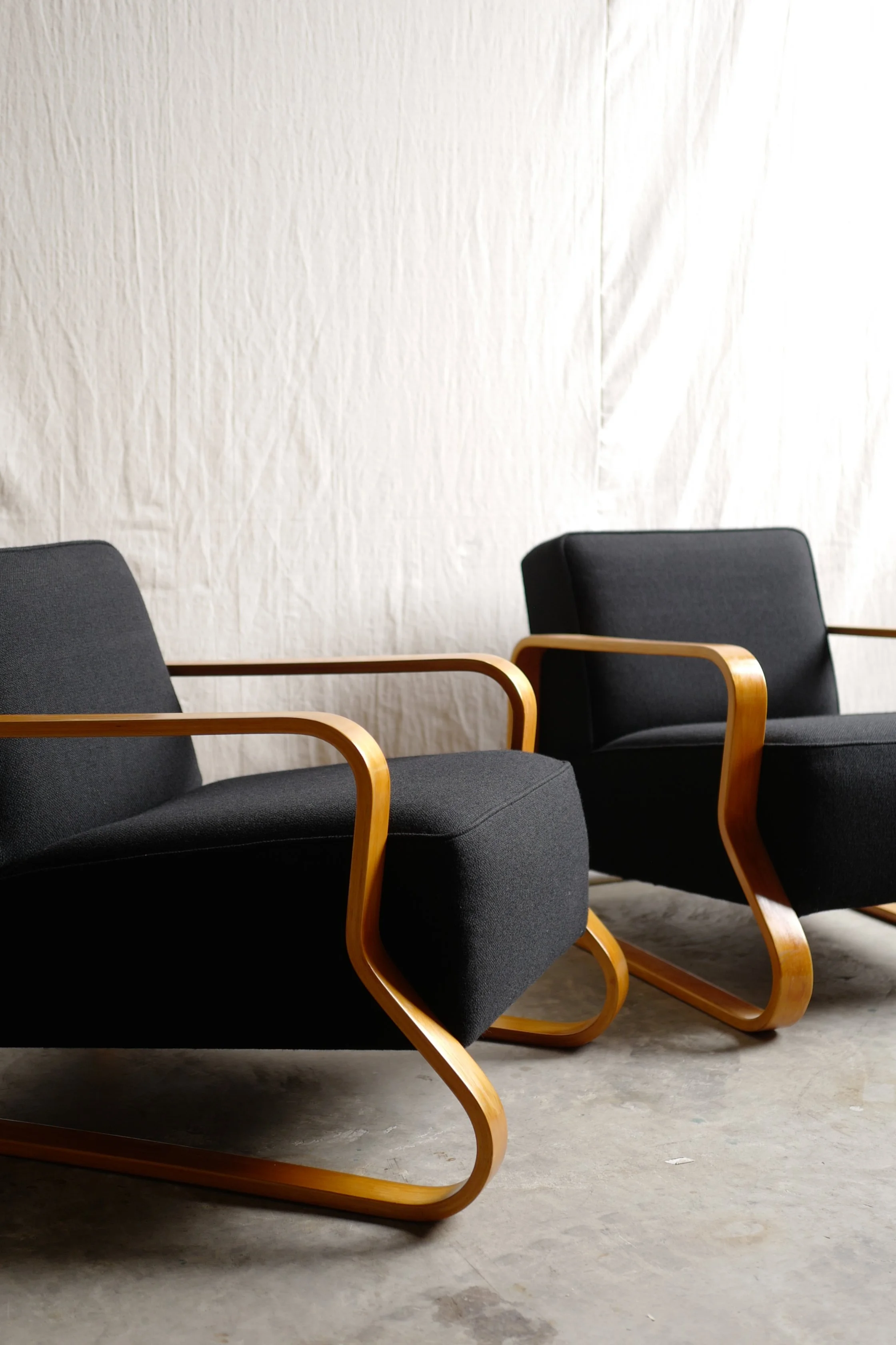 PAIR OF ARMCHAIRS, MODEL NO. 44 (padded paimio)