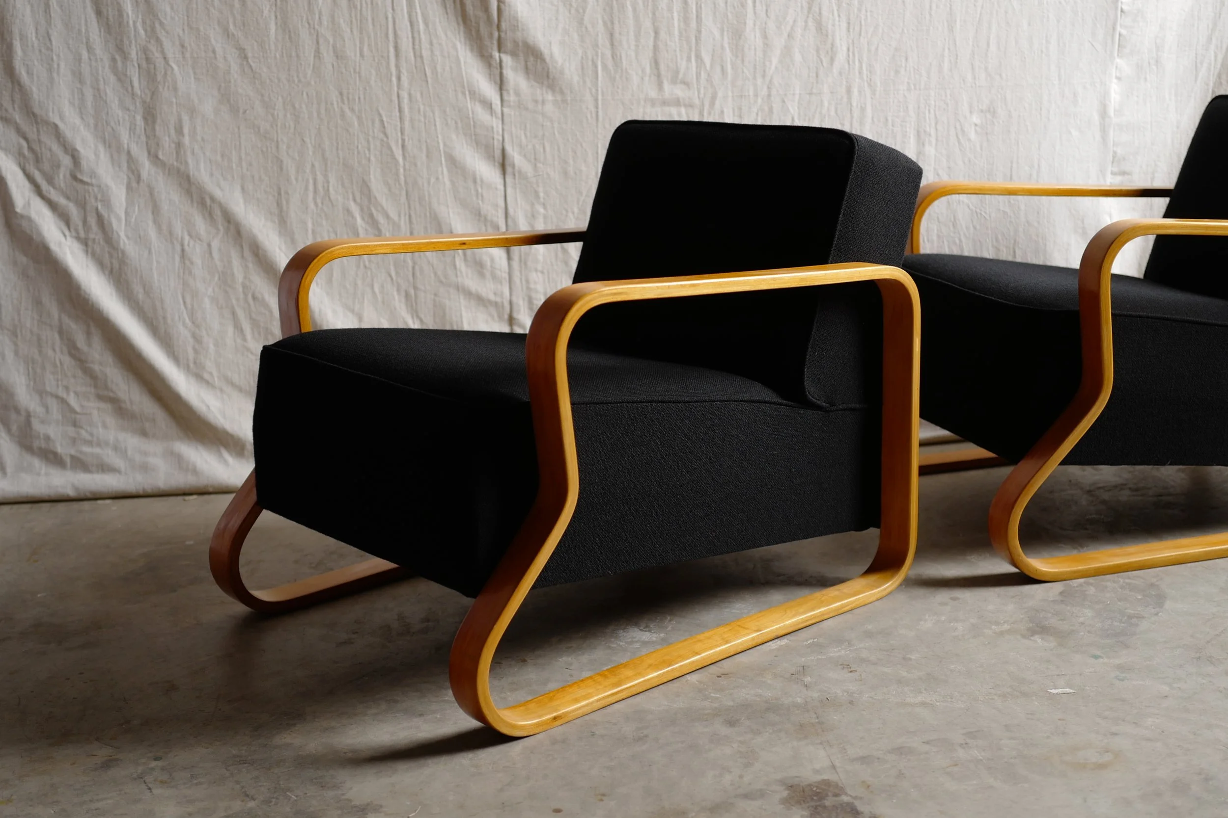 PAIR OF ARMCHAIRS, MODEL NO. 44 (padded paimio)