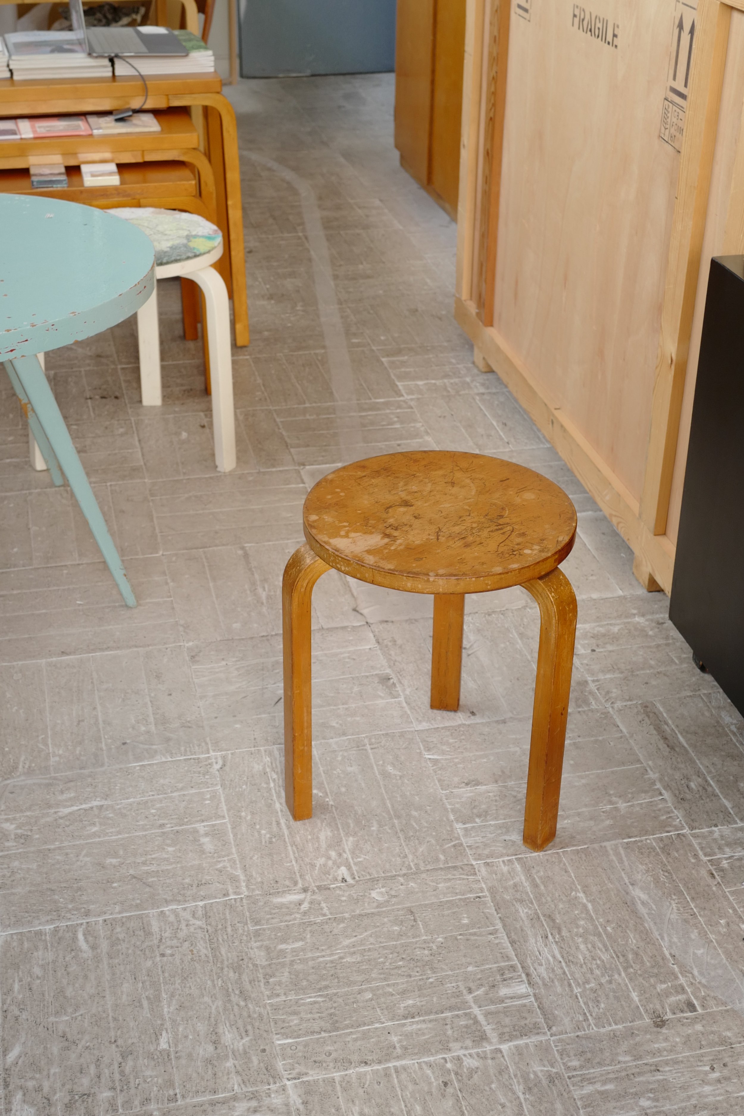 alvar aalto  stool60 size ( 64 bar stool changed ) 30's natural