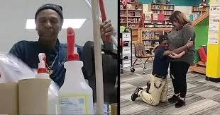 Janitor Who Walks Miles to Work Drops to His Knees After Coworkers Raise $7,000 For New Truck