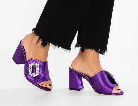 River Island purple satin heeled sandals Pantone ultra violet 2018 Rhoyally Chic uk style blogger