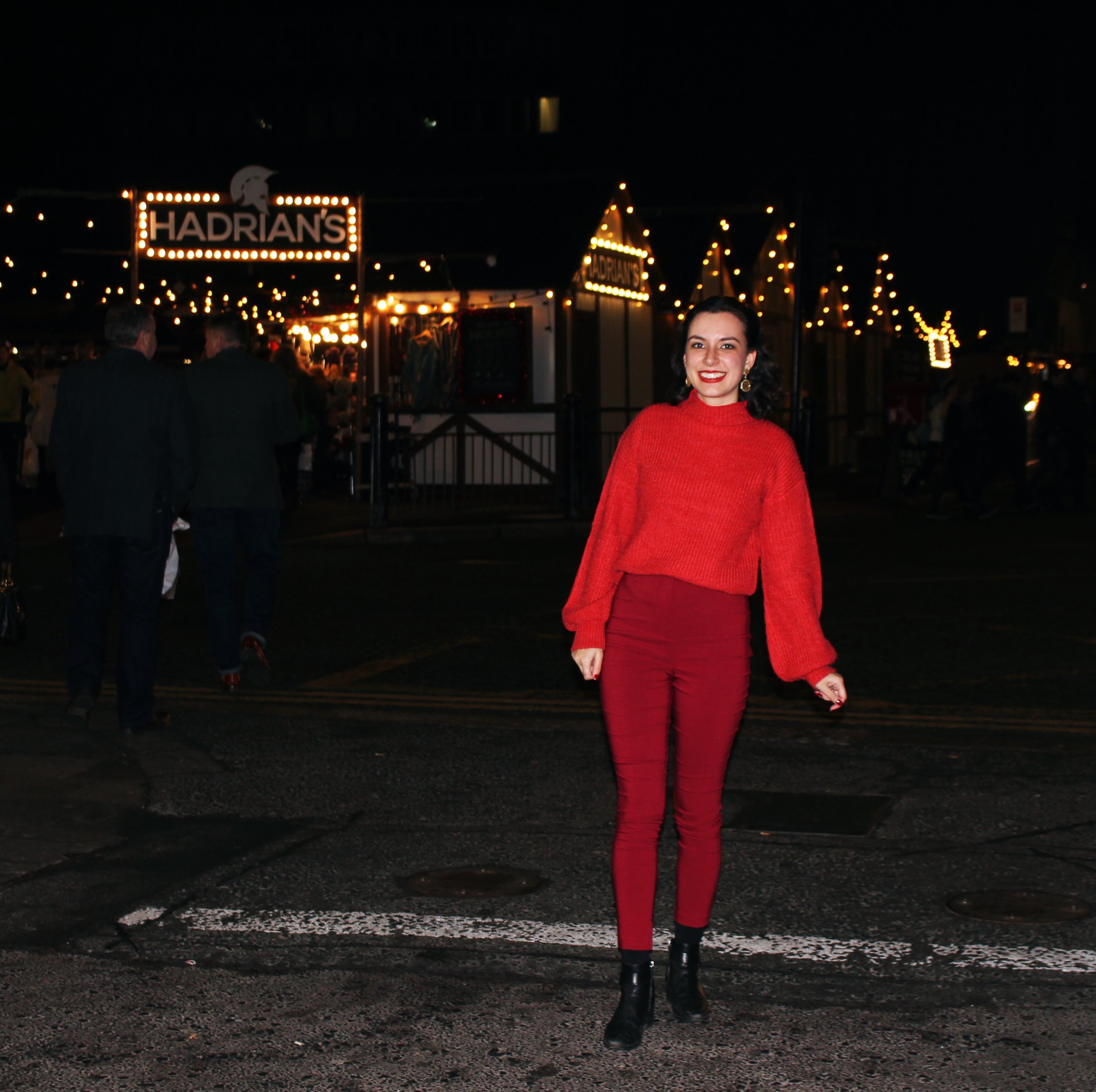 Newcastle Christmas Market Fashion Union Zalando Jumper Asos Red Trousers Rhoyally Chic UK Fashion Blogger