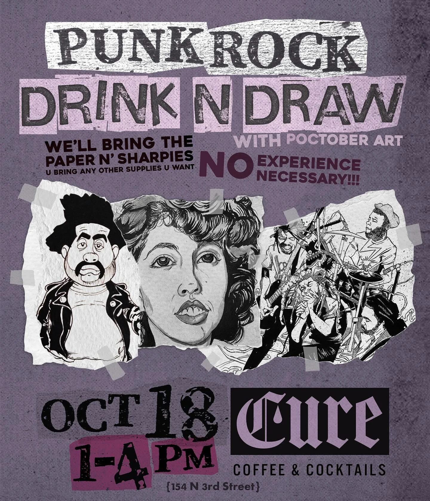Alley Island muralists @peppermint_raygun and @southsidefrank_0.2 created an annual instagallery called @poctoberart where they draw 31 Black/POC punk bands in 31 days, to practice illustration skills while big upping the culture. This year they are 