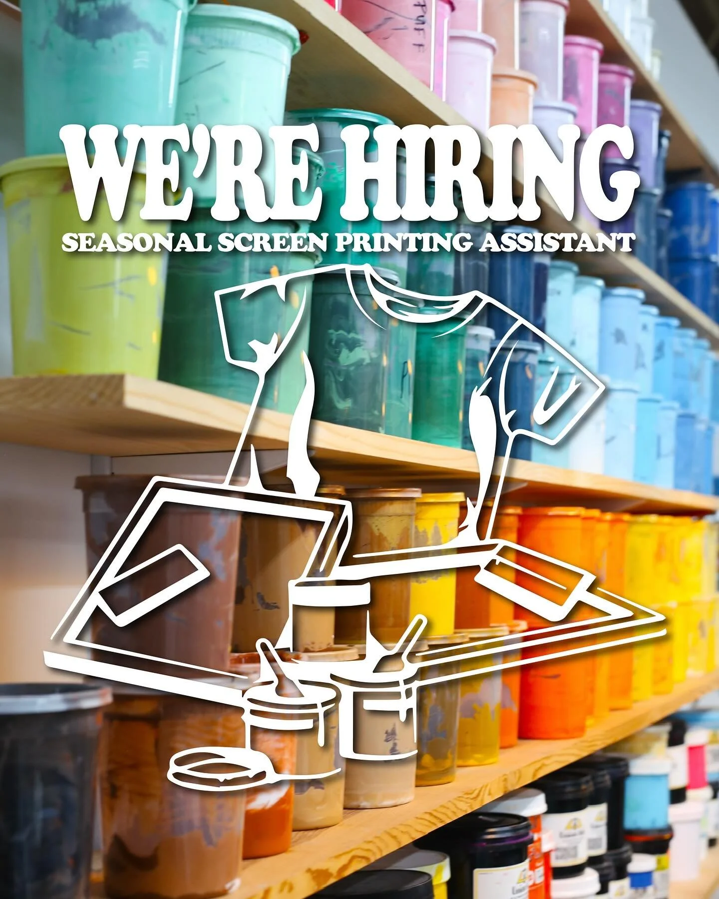 Our studio members @rewindpress are HIRING 🗣️
 
Rewind Press is looking for a Seasonal Screen Printing Assistant. 

-must have screen printing and screen reclaiming experience

October through December 

8-16 hours per week

$15 per hour 

Send resu