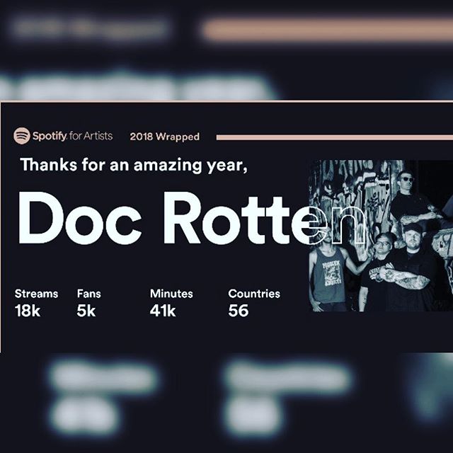 Thanks everyone! It hasn&rsquo;t been that long for us and thanks to all of you we&rsquo;re growing faster than we could&rsquo;ve ever hoped for. Can&rsquo;t wait for 2019! #punkrock #music #spotify #docrotten