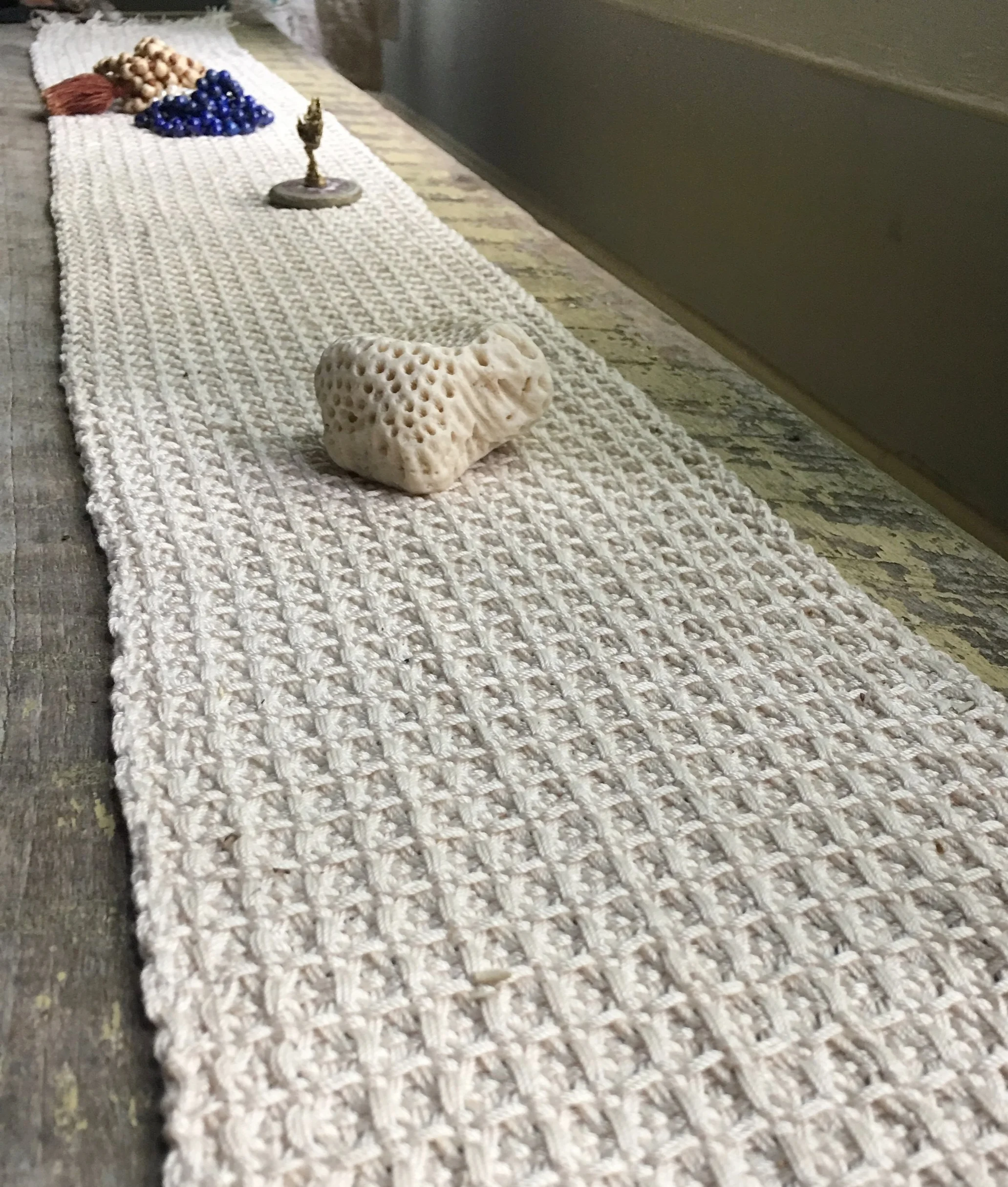  Woven waffle weave in cotton. 